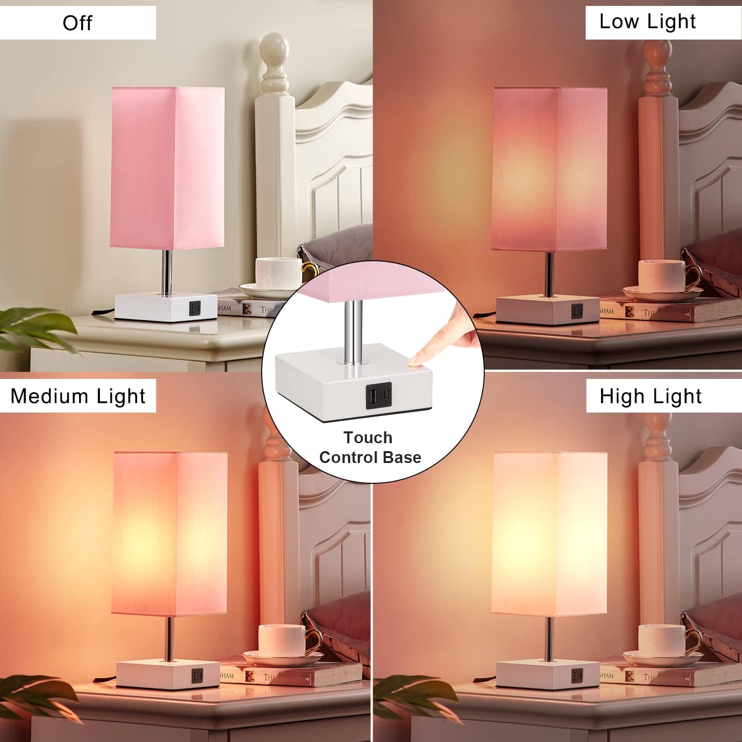 Detalle 2 de Touch Table Lamp with USB-A and USB-C Ports