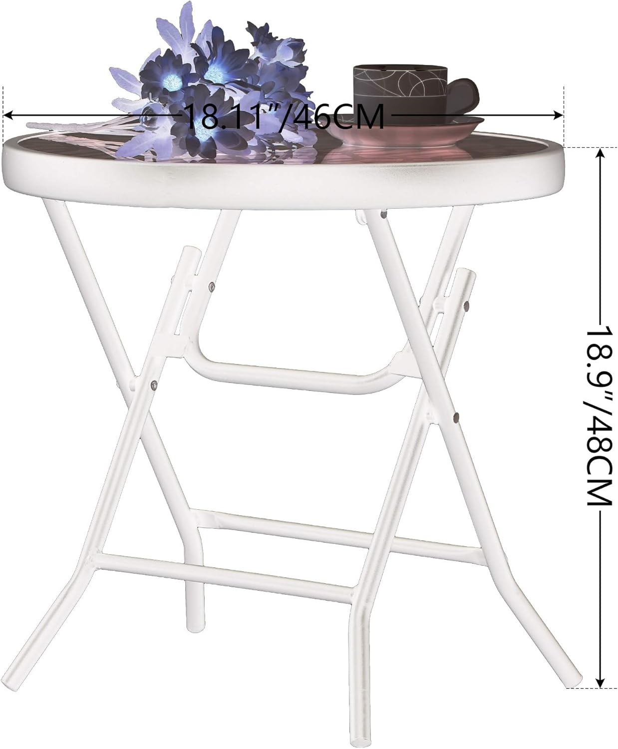 Thumbnail 2 de PHI VILLA Folding Side Table (Turquoise) – foldable small round patio & coffee table