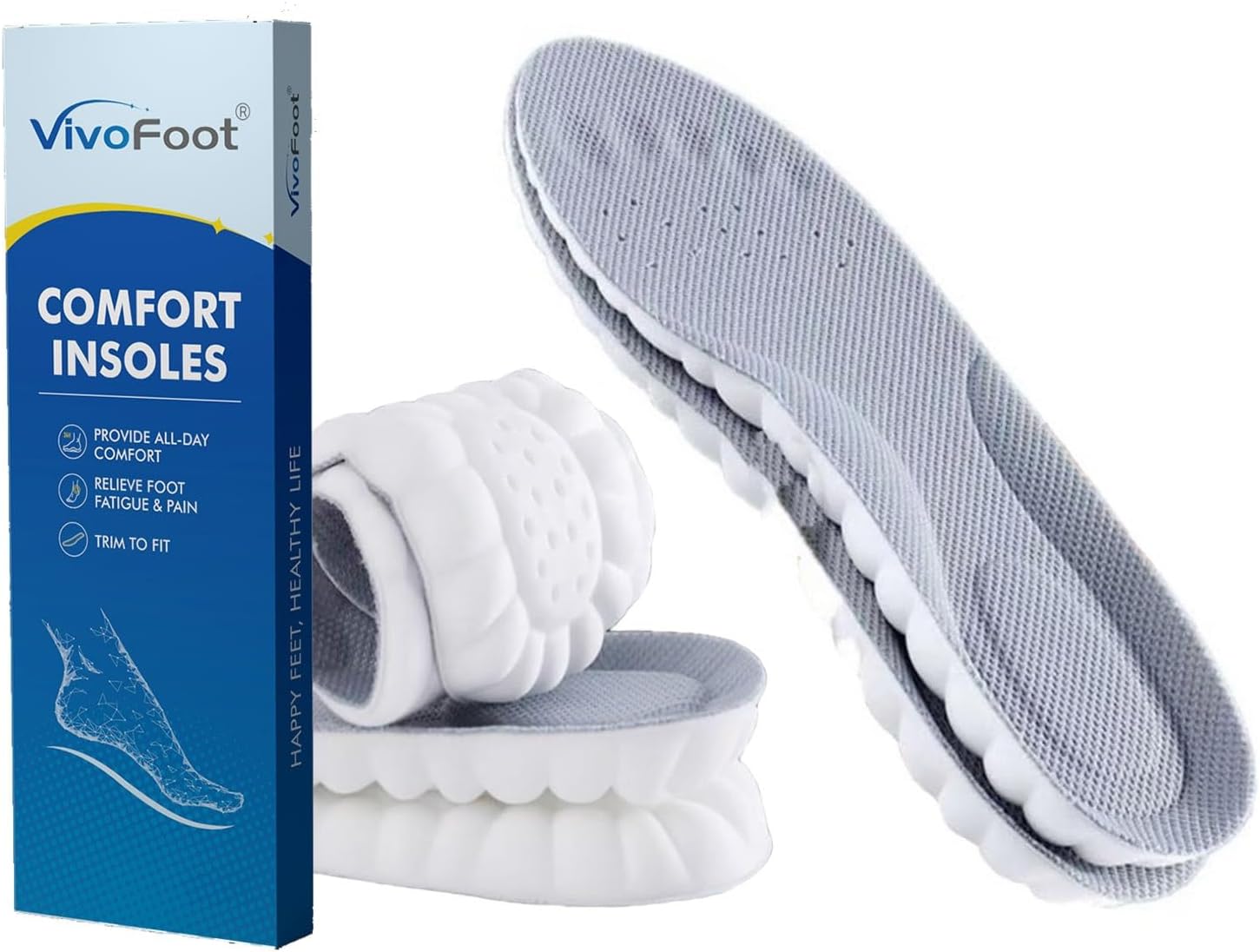 Thumbnail 6 de VivoFoot 2 Pair Anti-Fatigue Foam Comfort Insole (UK7-10, Black)