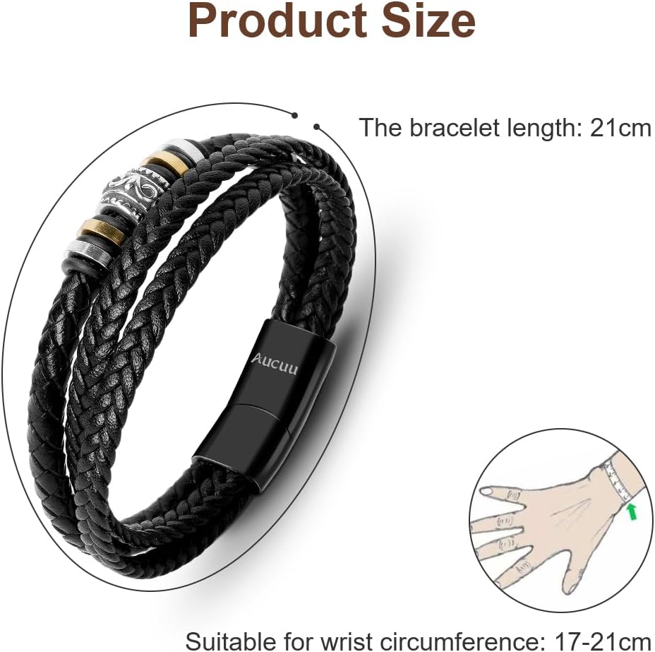 Detalle 2 de Aucuu Pulsera de Cuero Trenzado Hombre