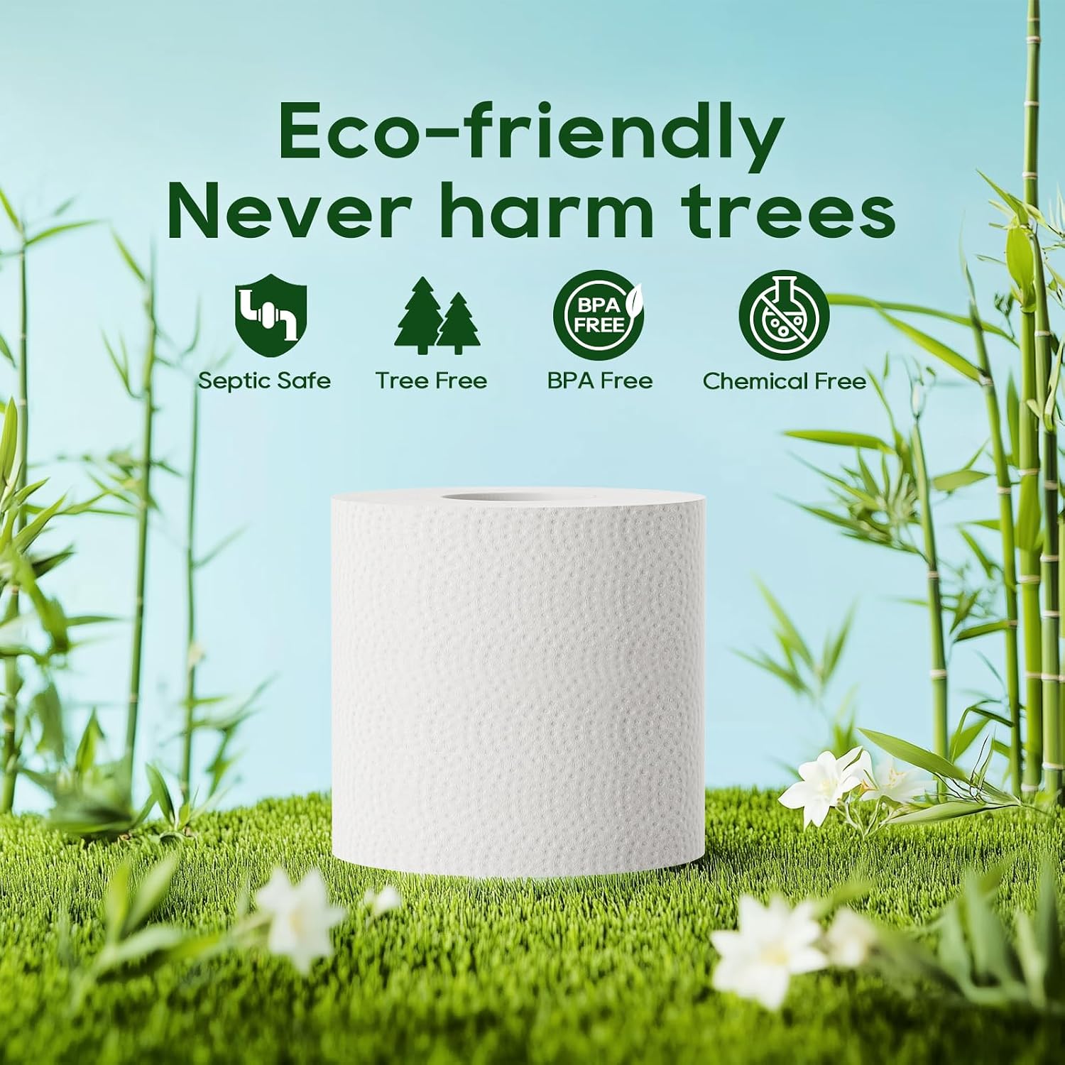 Detalle de ECOLipak Bamboo Toilet Paper – 24 Double Rolls, Septic Safe, 2-Ply, Tree-Free