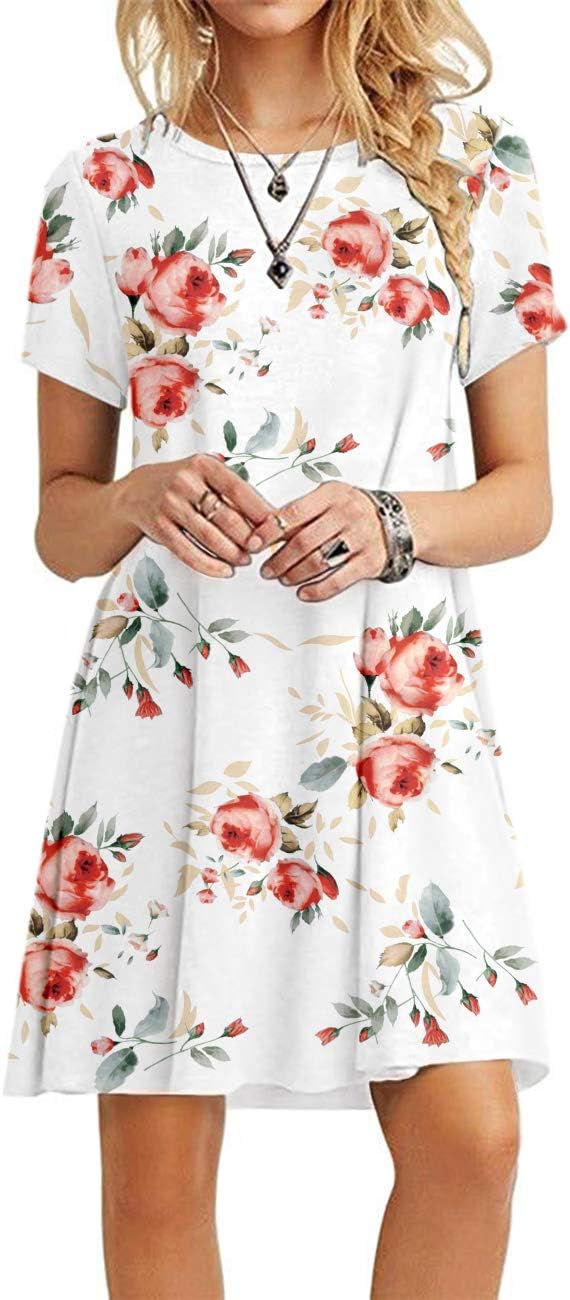 Thumbnail 6 de MOLORANI Robe d'été pour Femme – Robe t-shirt décontractée, manches courtes, plage et bureau
