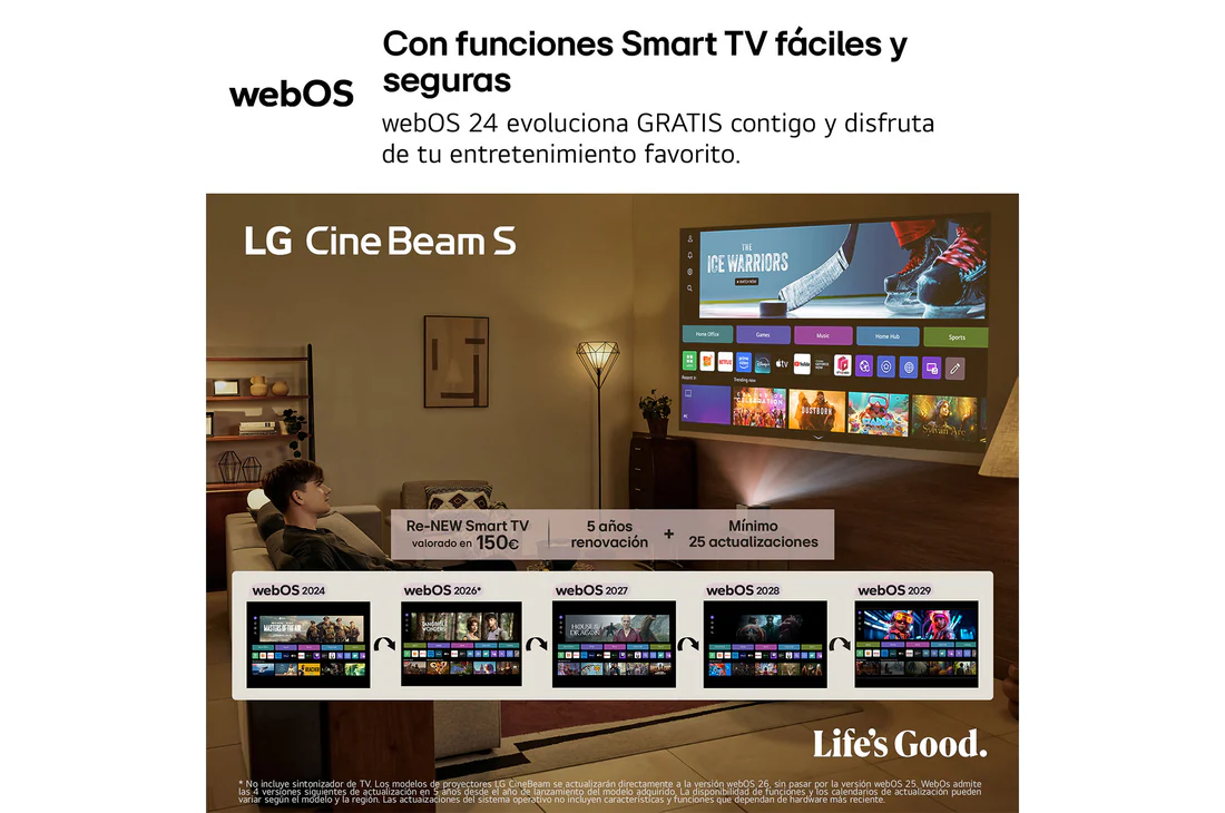 Detalle de LG CineBeam S PU615U: proyector láser 4K UHD de tiro ultra corto con webOS