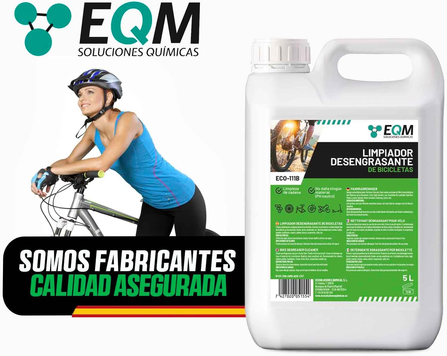 Detalle 2 de EQM ECO-111B Desengrasante Neutro para Bicicleta, 5L
