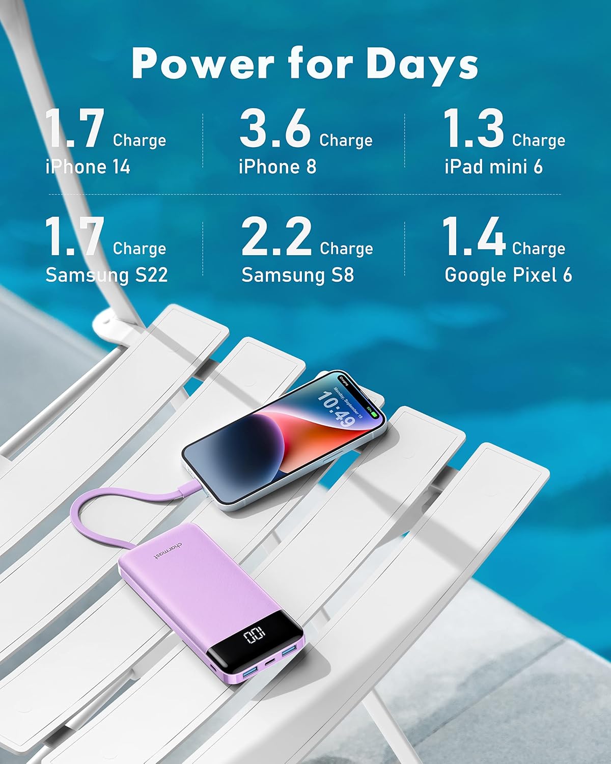 Thumbnail 4 de Charmast Power Bank with Built-in Cables X4