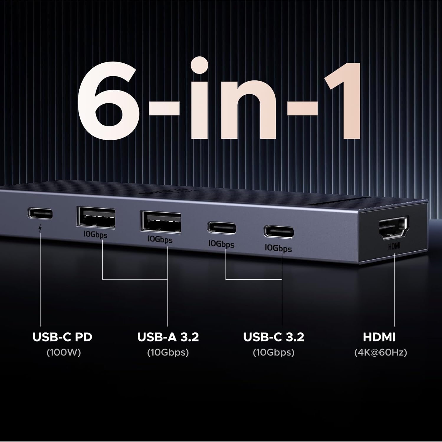 Thumbnail 1 de UGREEN Revodok Pro 106: Dock USB-C 6-in-1 con HDMI 4K60, PD 100W e trasferimento 10 Gbps