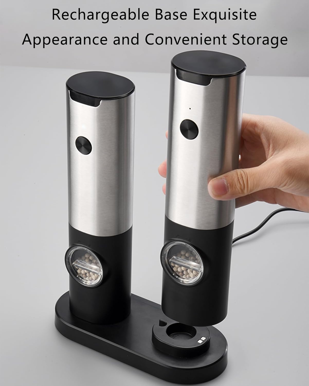 Thumbnail 4 de IraXpro Electric Salt & Pepper Grinder Set with Rechargeable Base