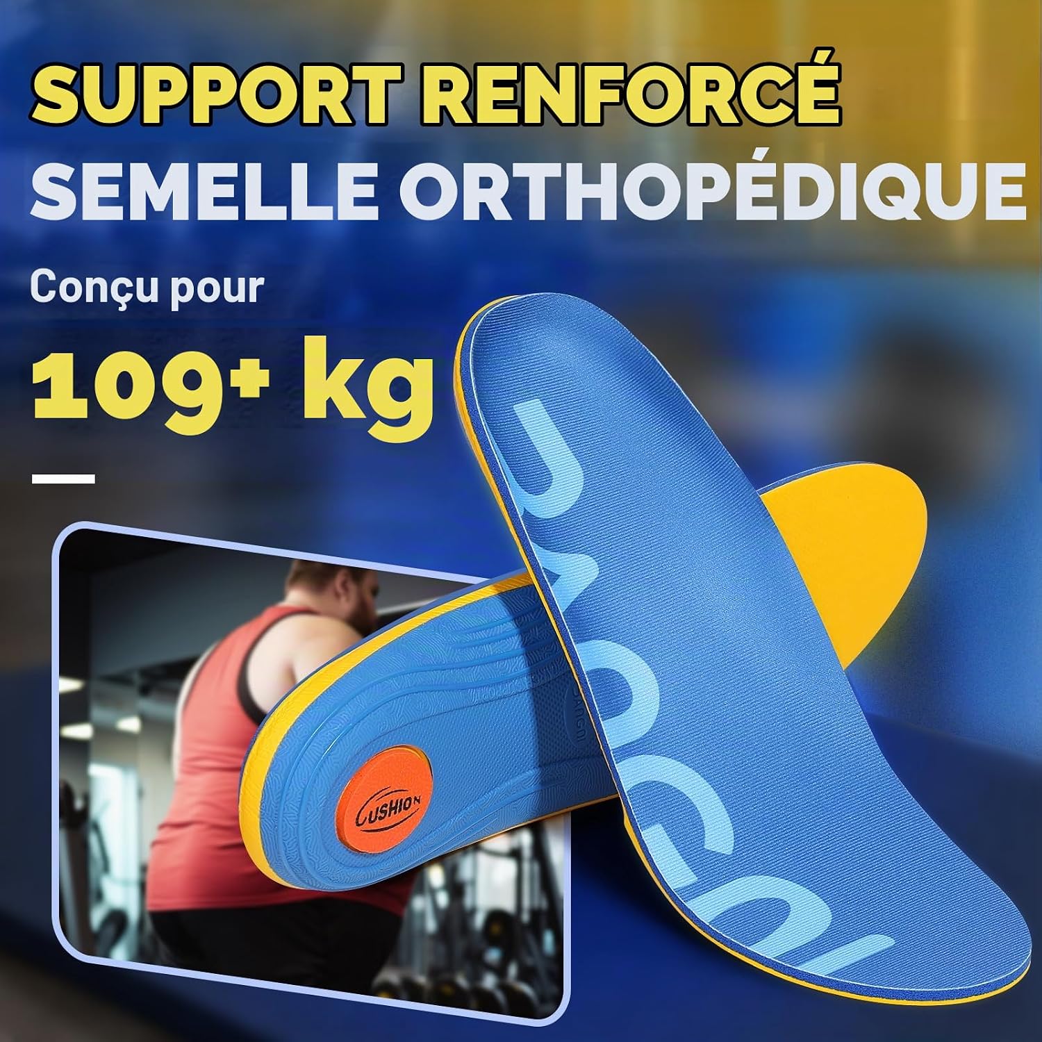 Detalle 2 de 3ANGNI orthopedische inlegzolen met voetboogsteun en demping, 220 lbs