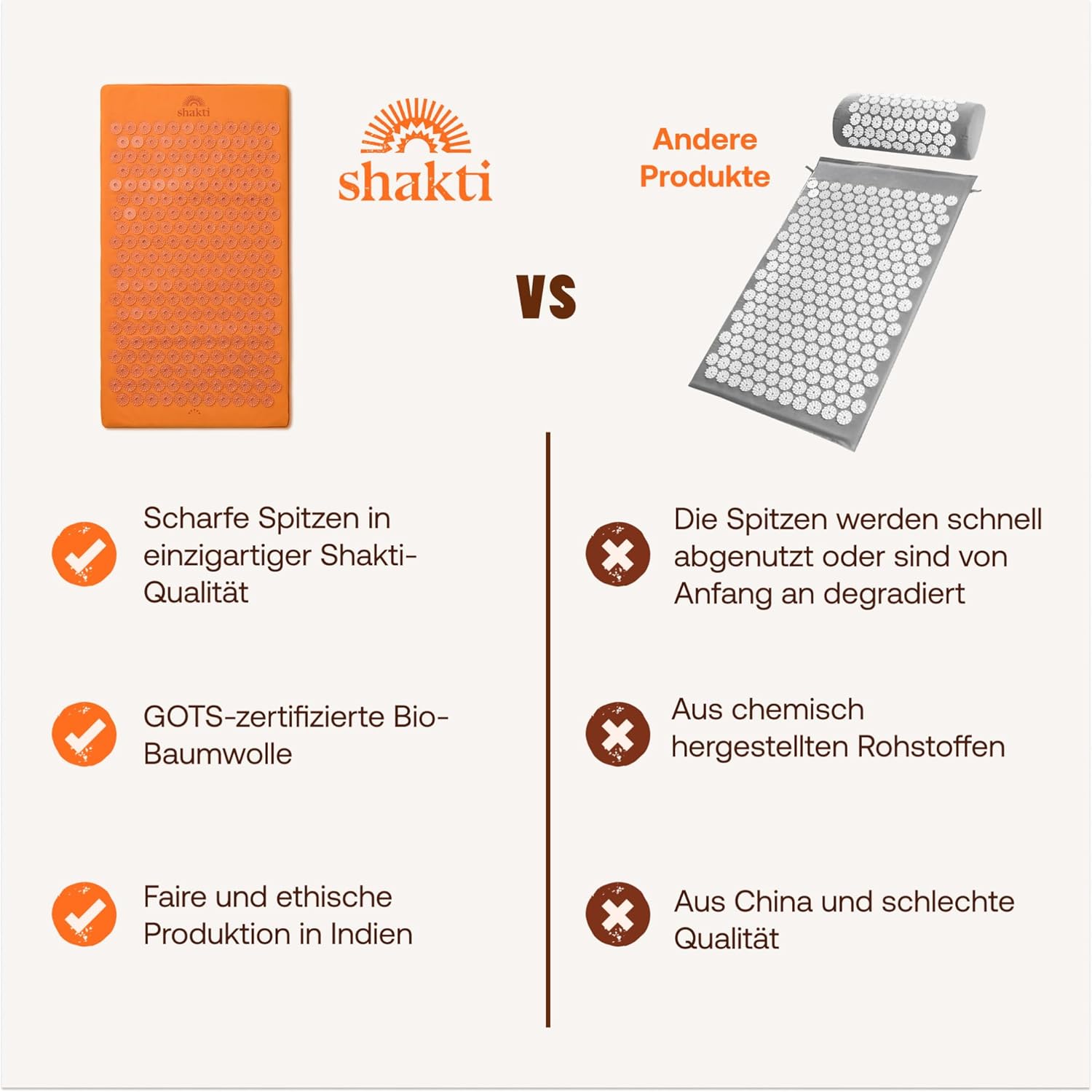 Detalle 2 de ShaktiMat Akupressurmatte Amber Orange – Das Original seit 2007