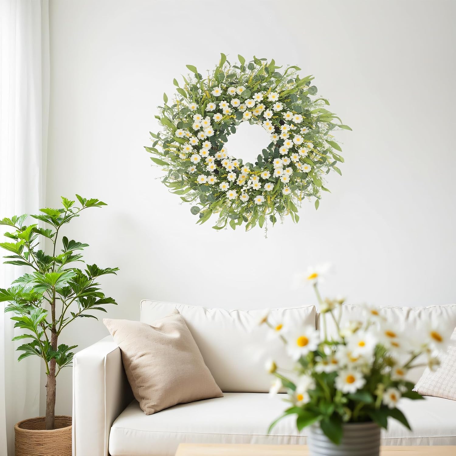 Thumbnail 4 de LOKEISNA Summer Wreath 24" White Daisy 🌼