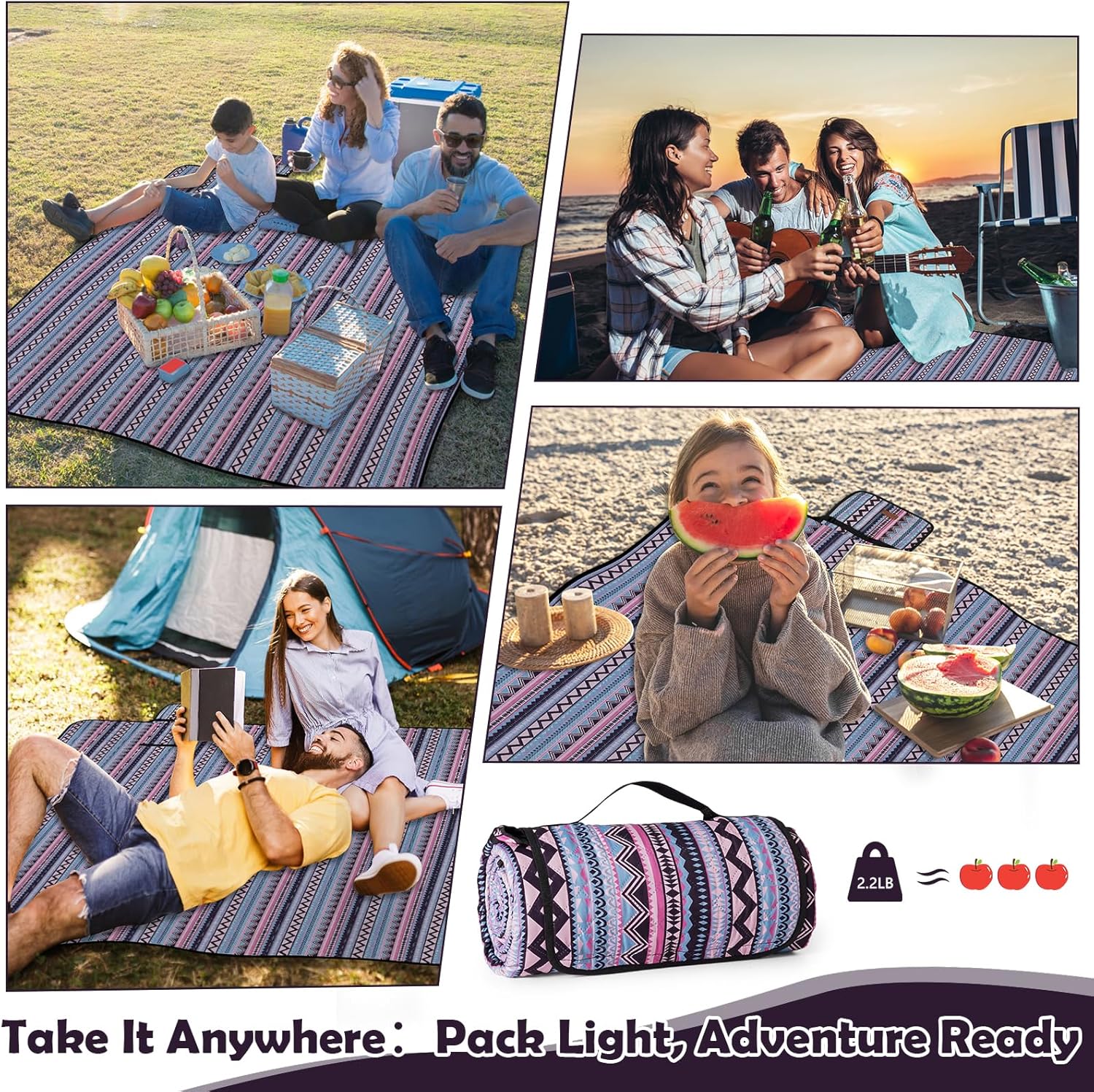 Thumbnail 6 de Ergohortus Picnic Blanket Waterproof, Extra Large 200x200 cm: A practical outdoor companion