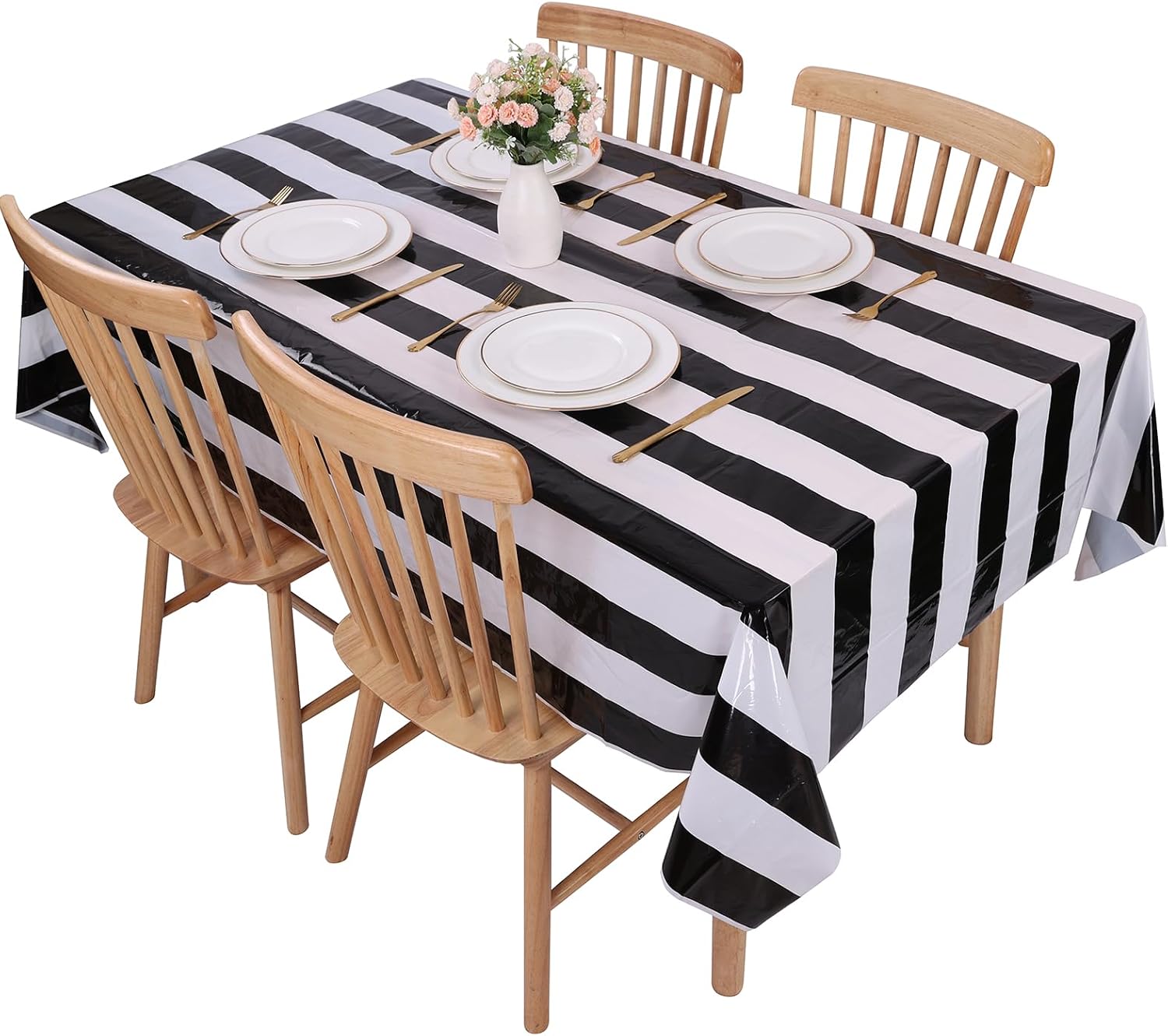 Detalle 1 de Kesfey Striped Tablecloth, 54 x 108 Inches