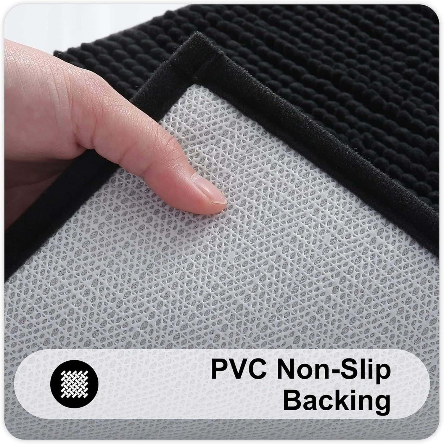 Thumbnail 5 de Smiry Non Slip Chenille Bath Mat (Extra Soft, Super Absorbent) 40 x 60 cm, Black