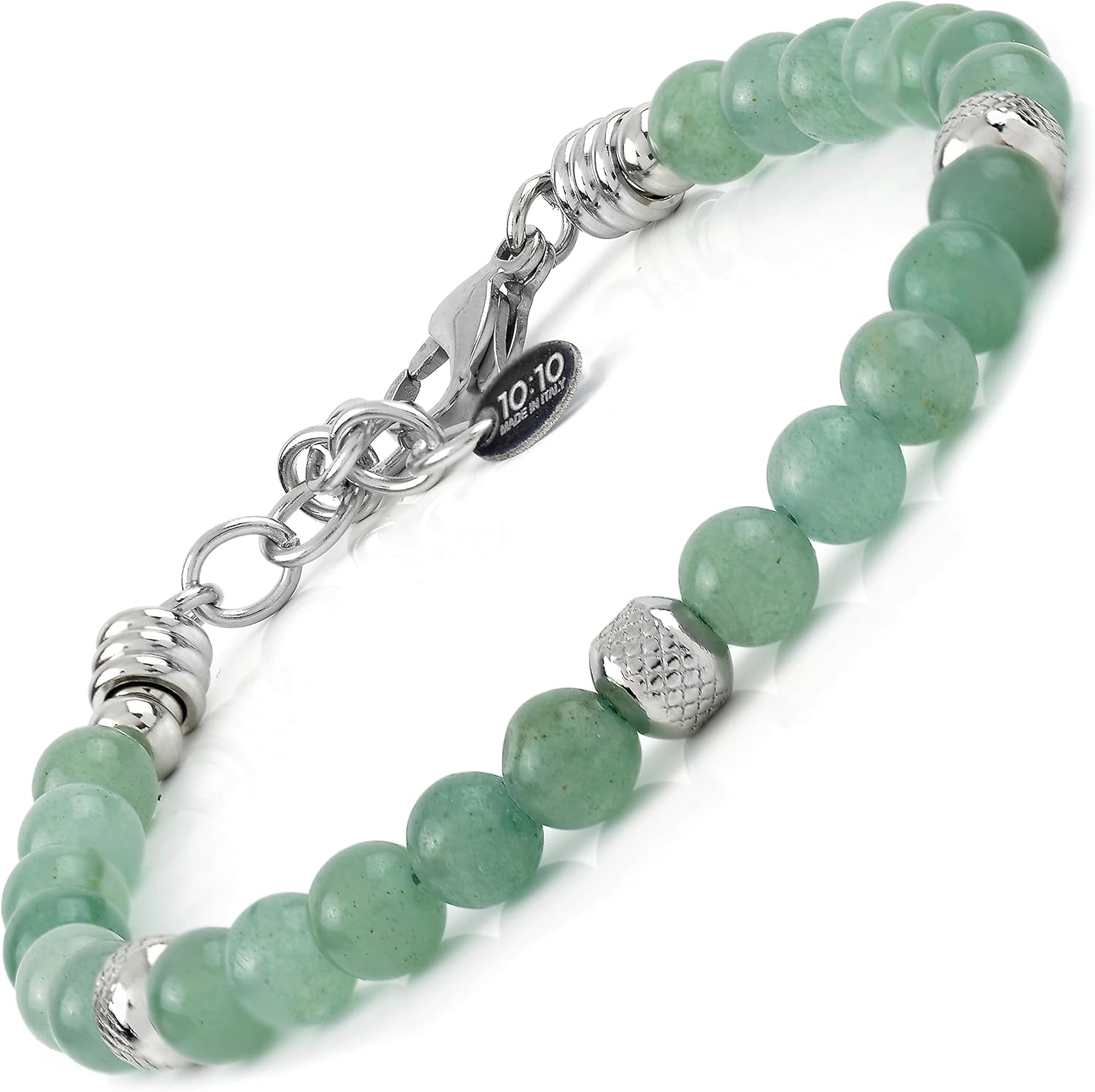 Detalle de 10:10 Bracciale Acciaio con Avventurina 6 mm