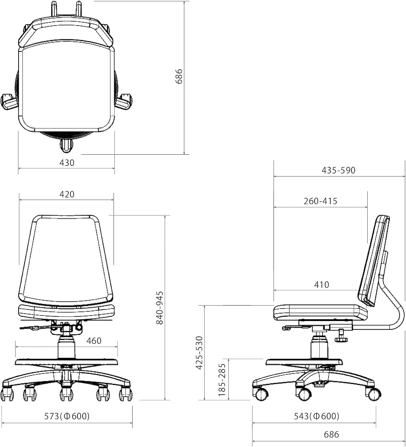 Detalle de イトーキ ミノトチェア KS19-IV 学習椅子 アイボリー 背もたれ奥行・座面高調節