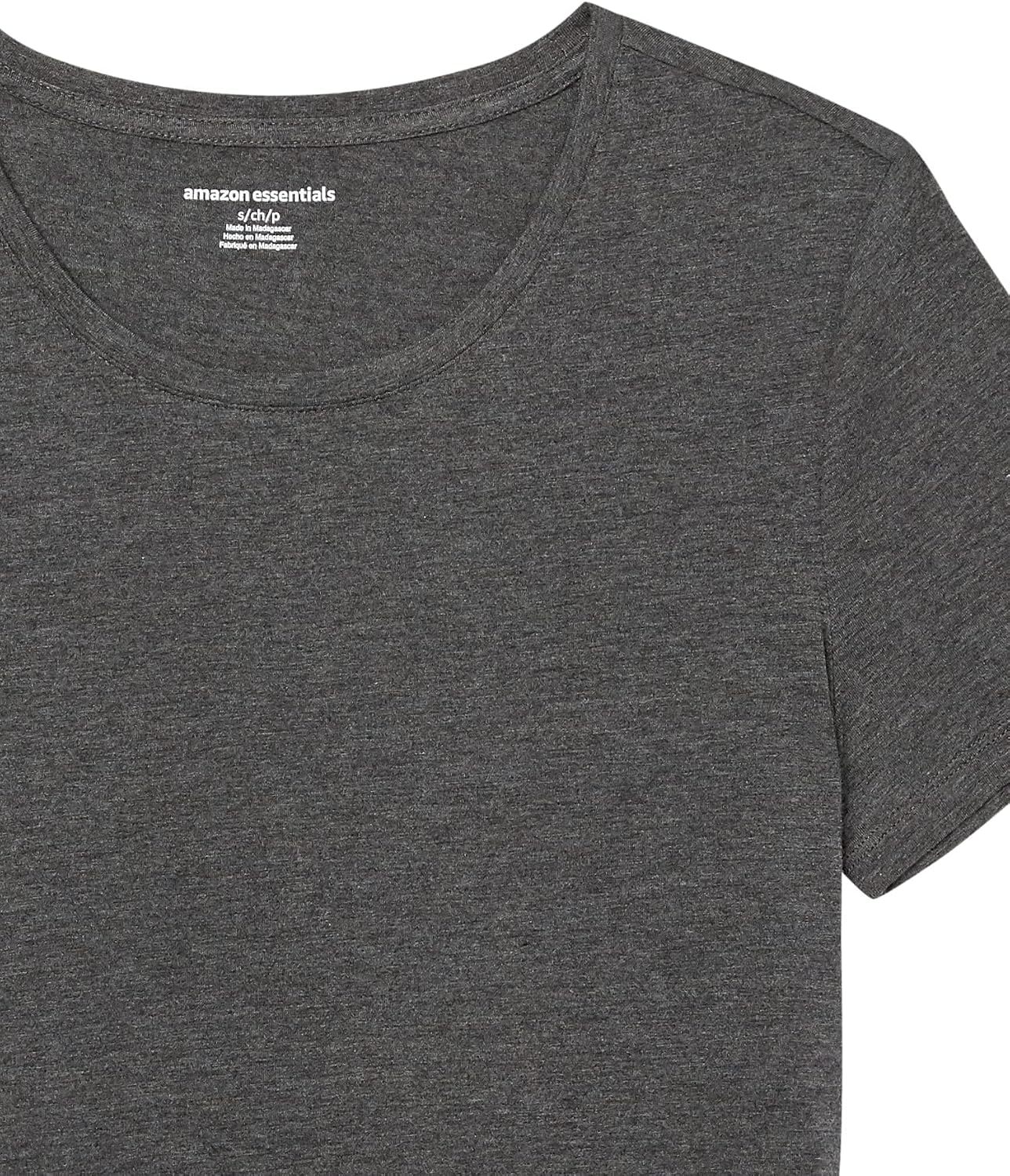 Detalle 2 de Amazon Essentials Damen Kurzärmliges Regular-Fit T-Shirt, Pack 2 – Dunkelgrau Meliert, Round/Nek V-Ausschnitt, XXL