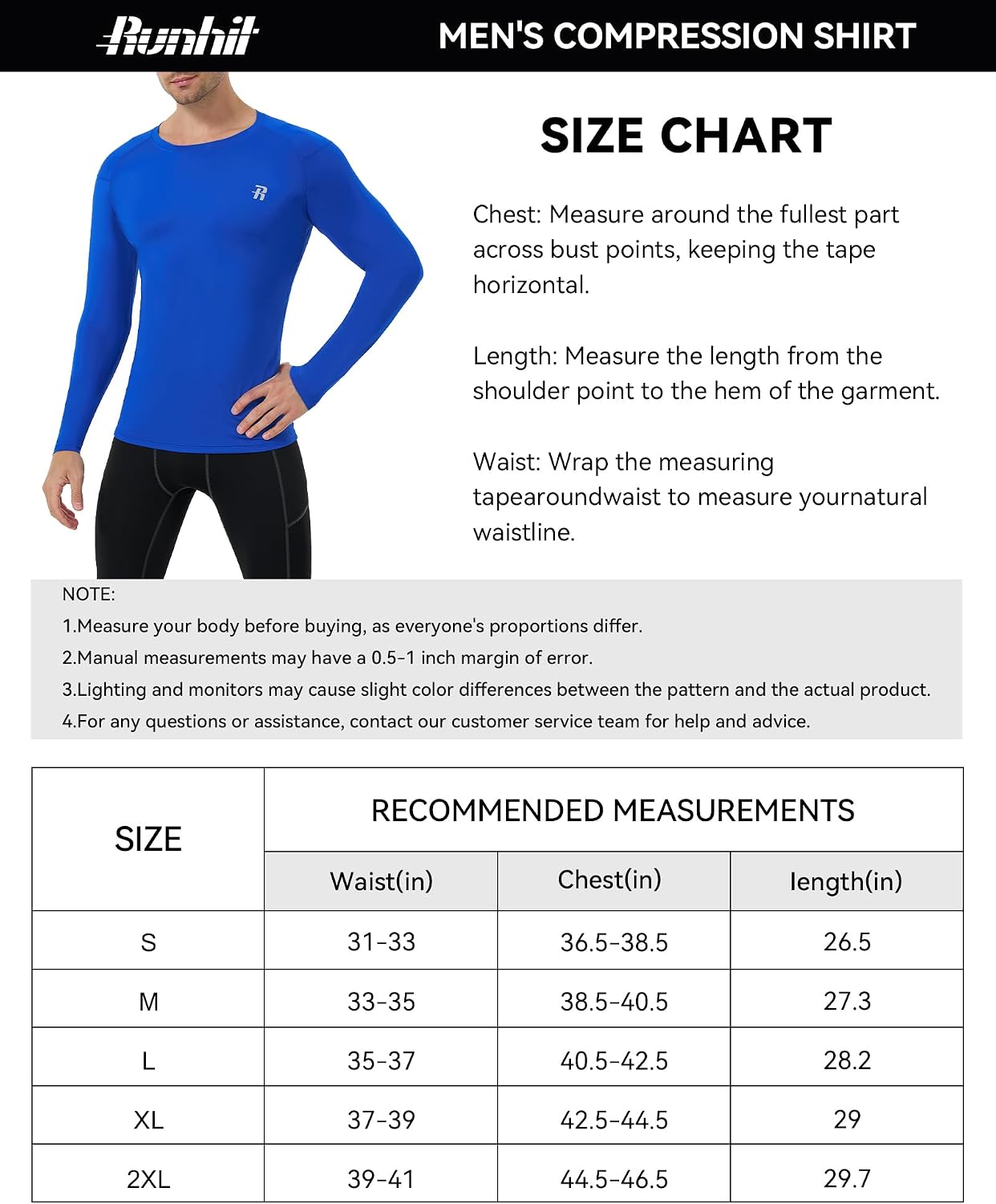 Thumbnail 6 de Runhit Men’s Long-Sleeve Compression Shirt, UPF 50+ for Running and Water Sports