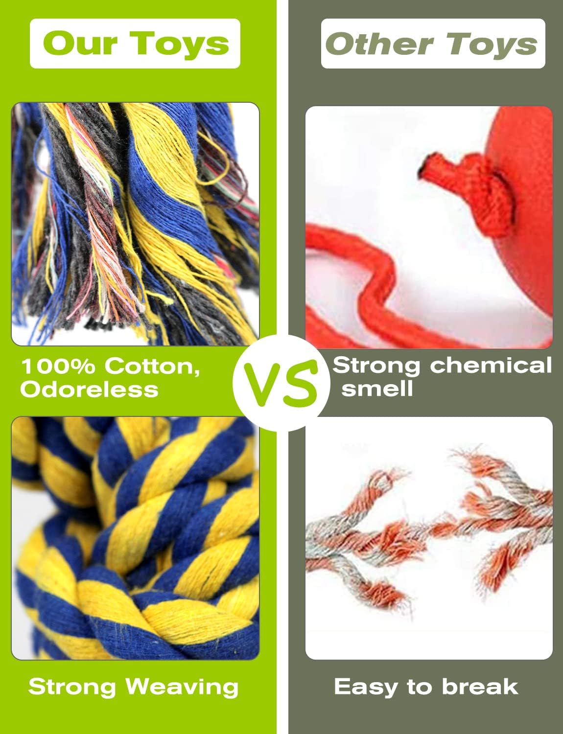 Thumbnail 2 de Decyam Dog Rope Toys for Large and Medium Breeds (2 Pack) – 100% Cotton Heavy-Duty XL Indestructible Chew Rope