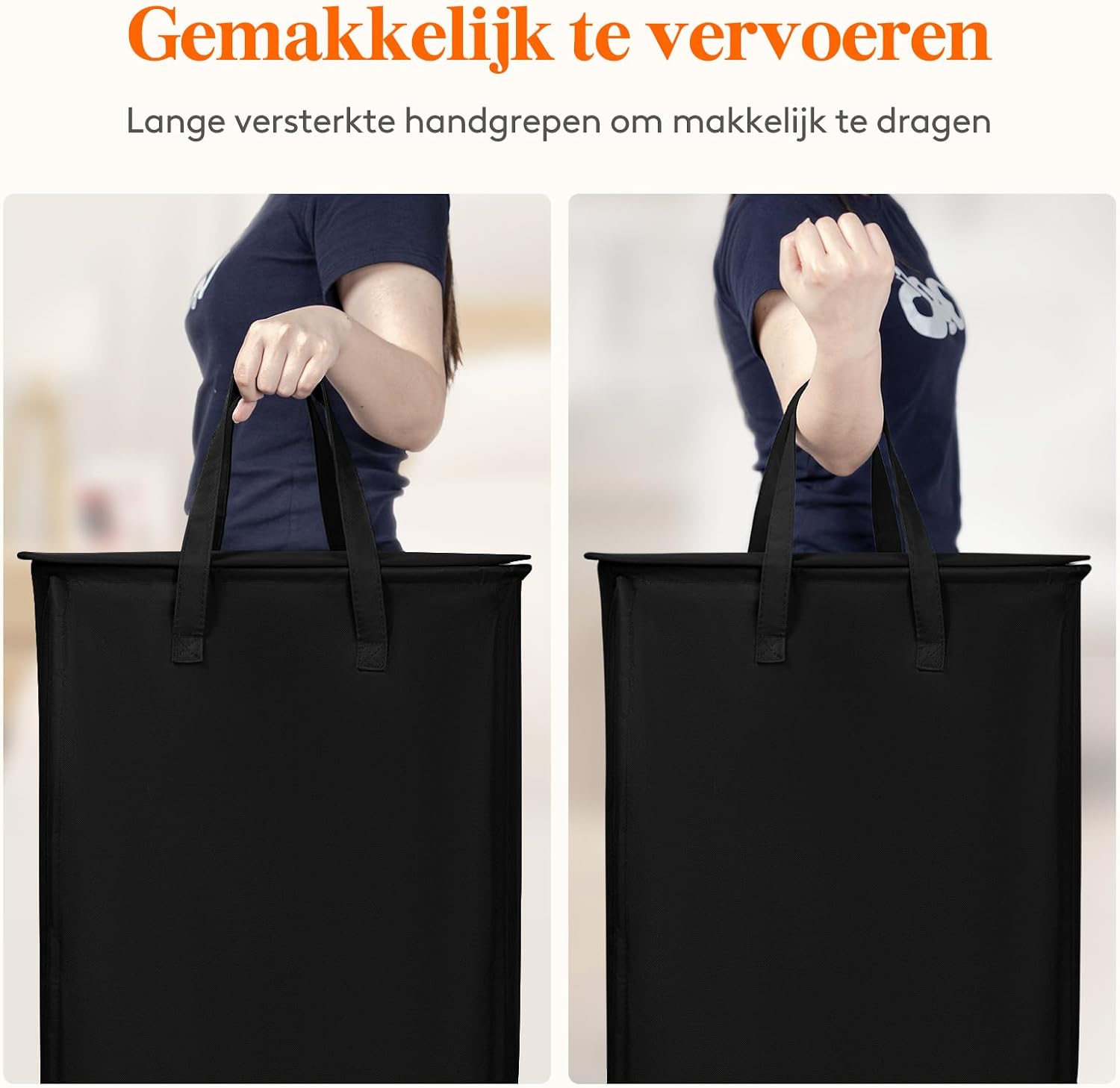 Detalle de Lifewit 24017 smalle wasmand 65 liter met deksel, inklapbaar, zwart