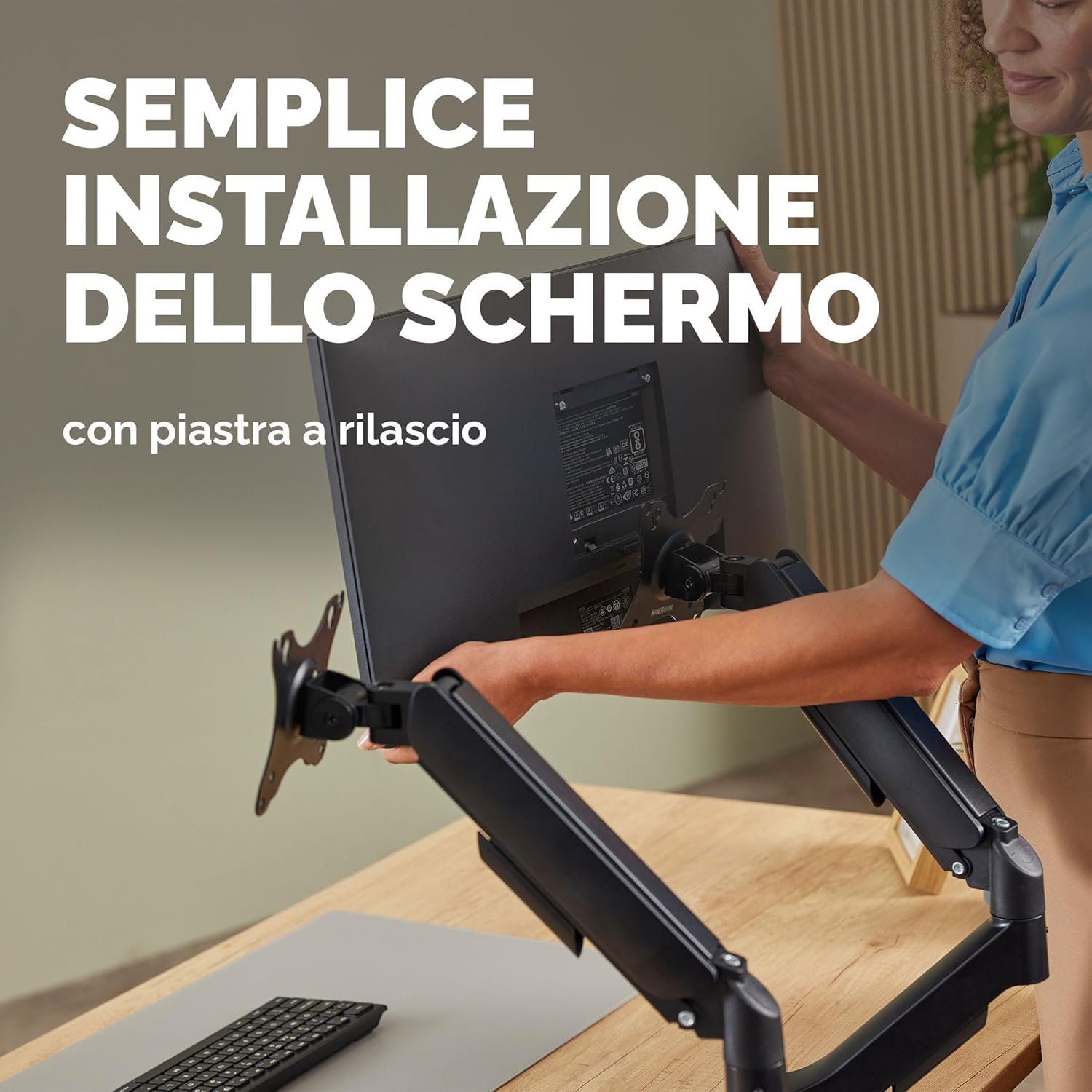 Detalle de Fellowes Braccio Monitor Doppio Everyday Plus: supporta due schermi 17"–32" con regolazione completa