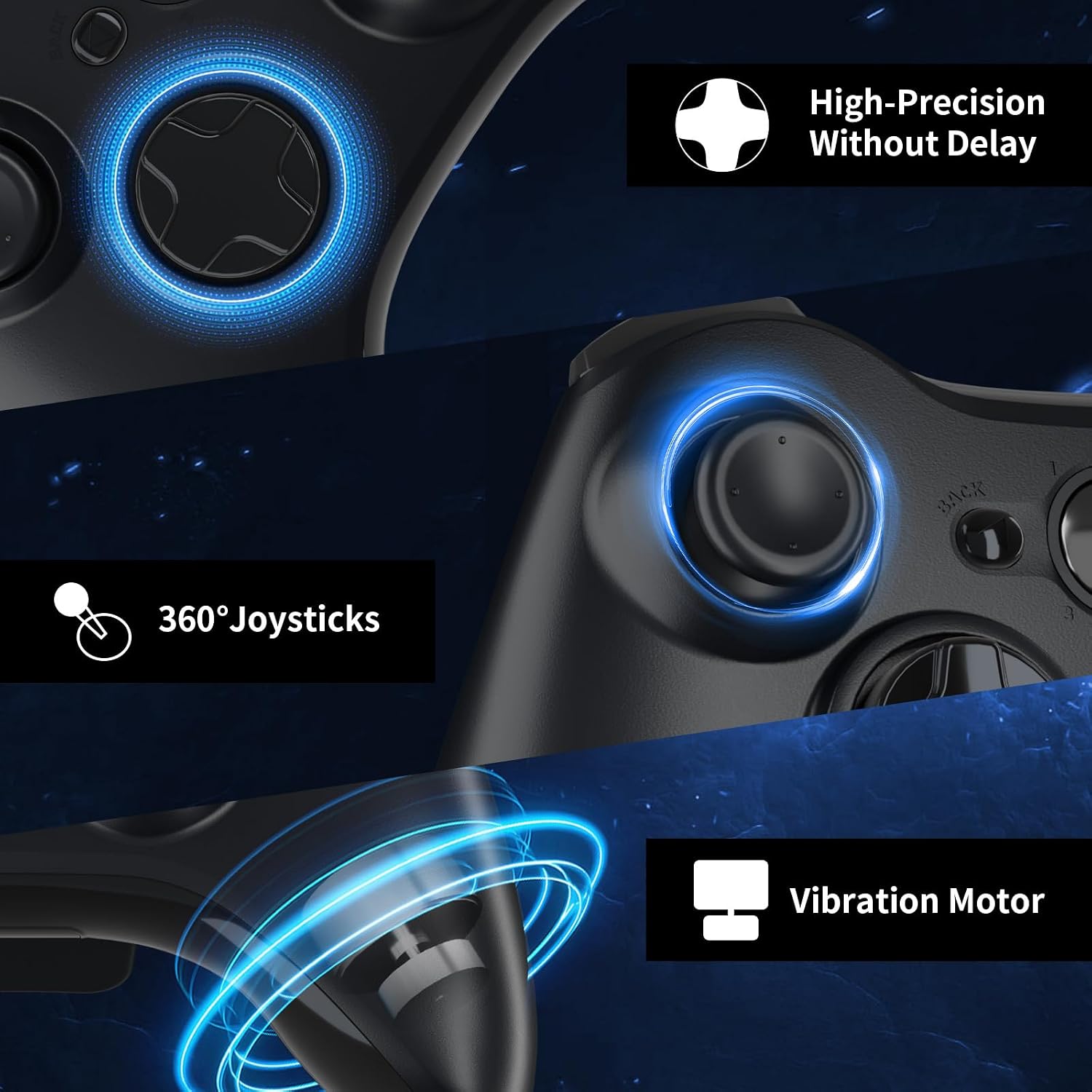 Detalle de Zamia 2 Pack Wired Controller for Xbox 360 with Upgraded Joysticks and Dual Vibration