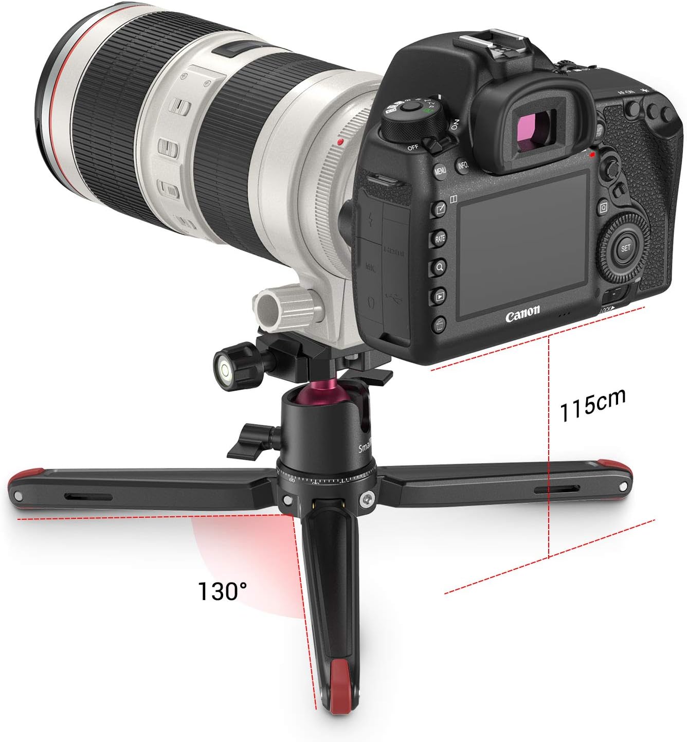 Detalle de SMALLRIG Kamerastativ BUT2664 – leichtes Mini-Reisestativ aus Aluminium mit 1/4-Schraubbefestigung