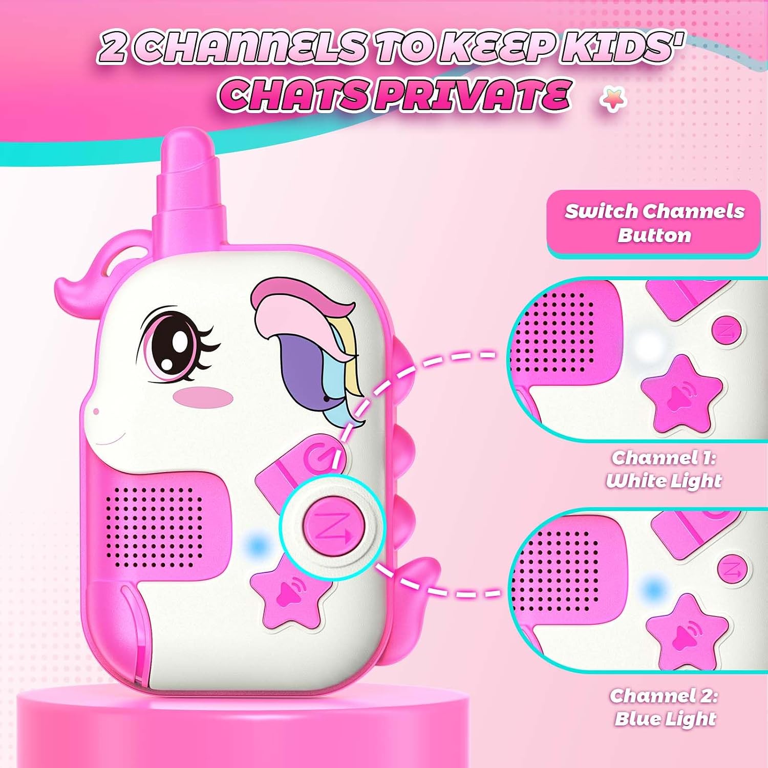 Thumbnail 2 de iKidiki Walkie-Talkie für Kinder, aufladbar (Einhorn), 2 Kanäle, ab 3 Jahren