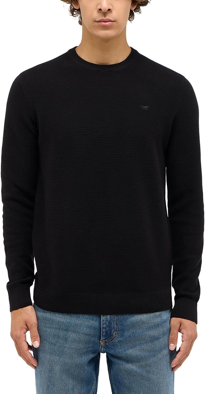Detalle 2 de MUSTANG Elliot Herren Rundhals-Pullover – Regular Fit Blau/Schwarz, Größen S–6XL