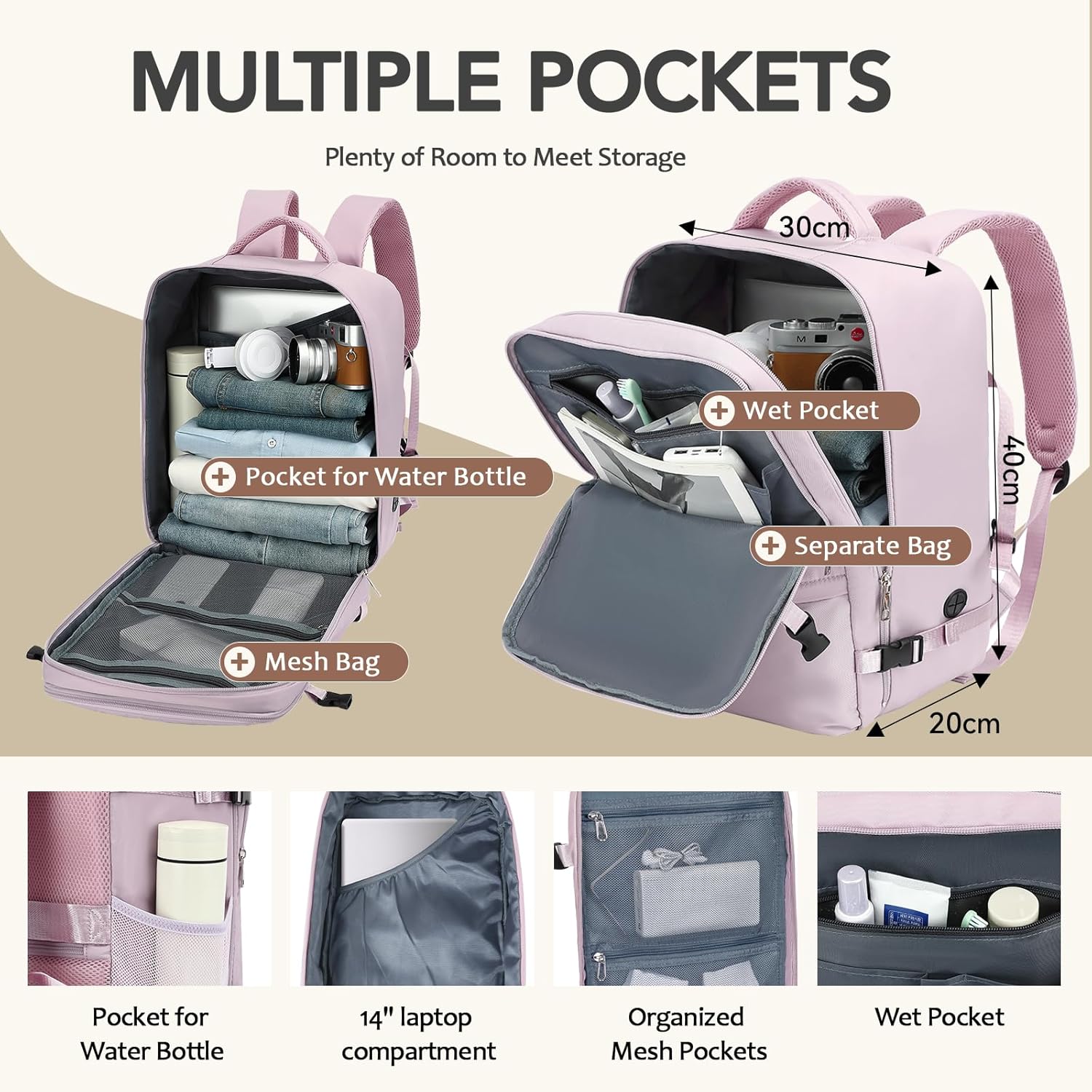 Thumbnail 4 de Xkdoai Mochila 40x30x20 Viaje Cabina