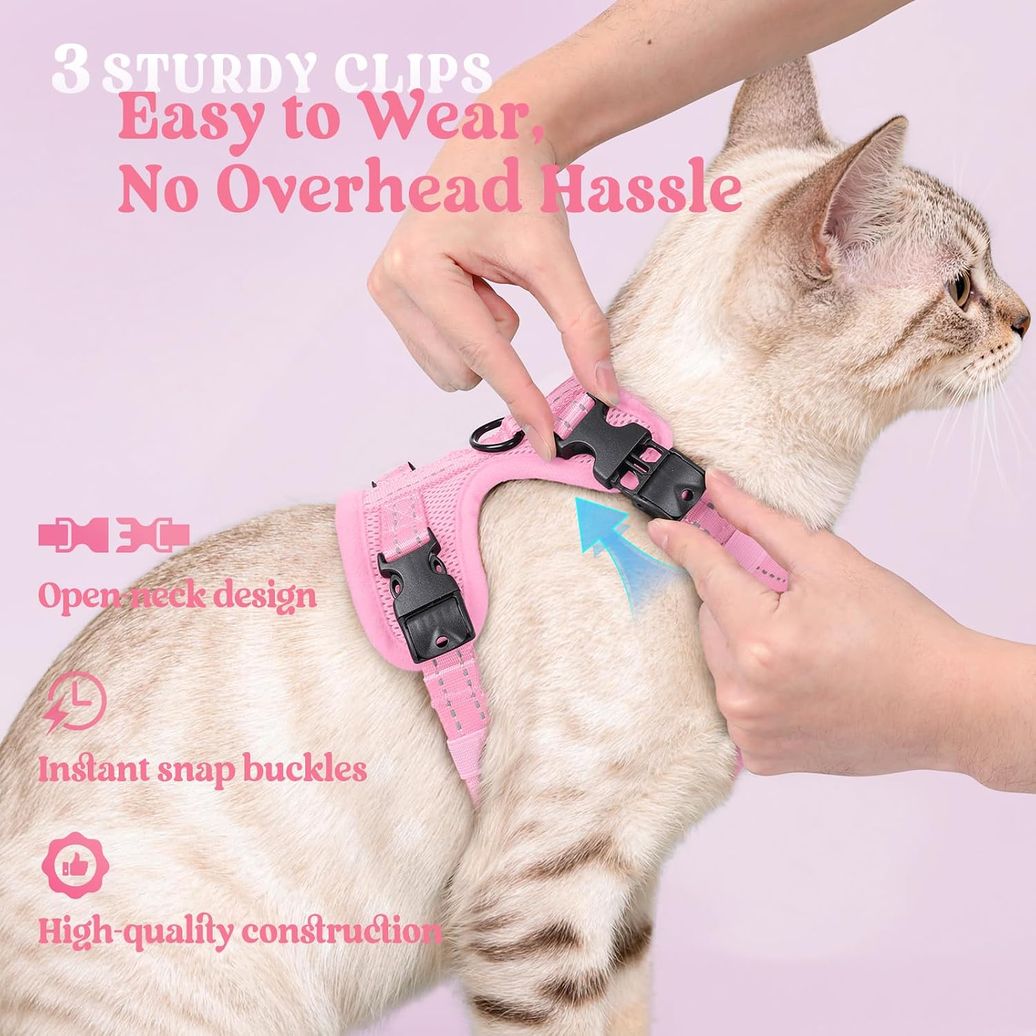 Thumbnail 3 de Rabbitgoo Cat Harness and Lead Set (Small, Pink) — Escape-Proof Comfort for Safe Outdoor Walks