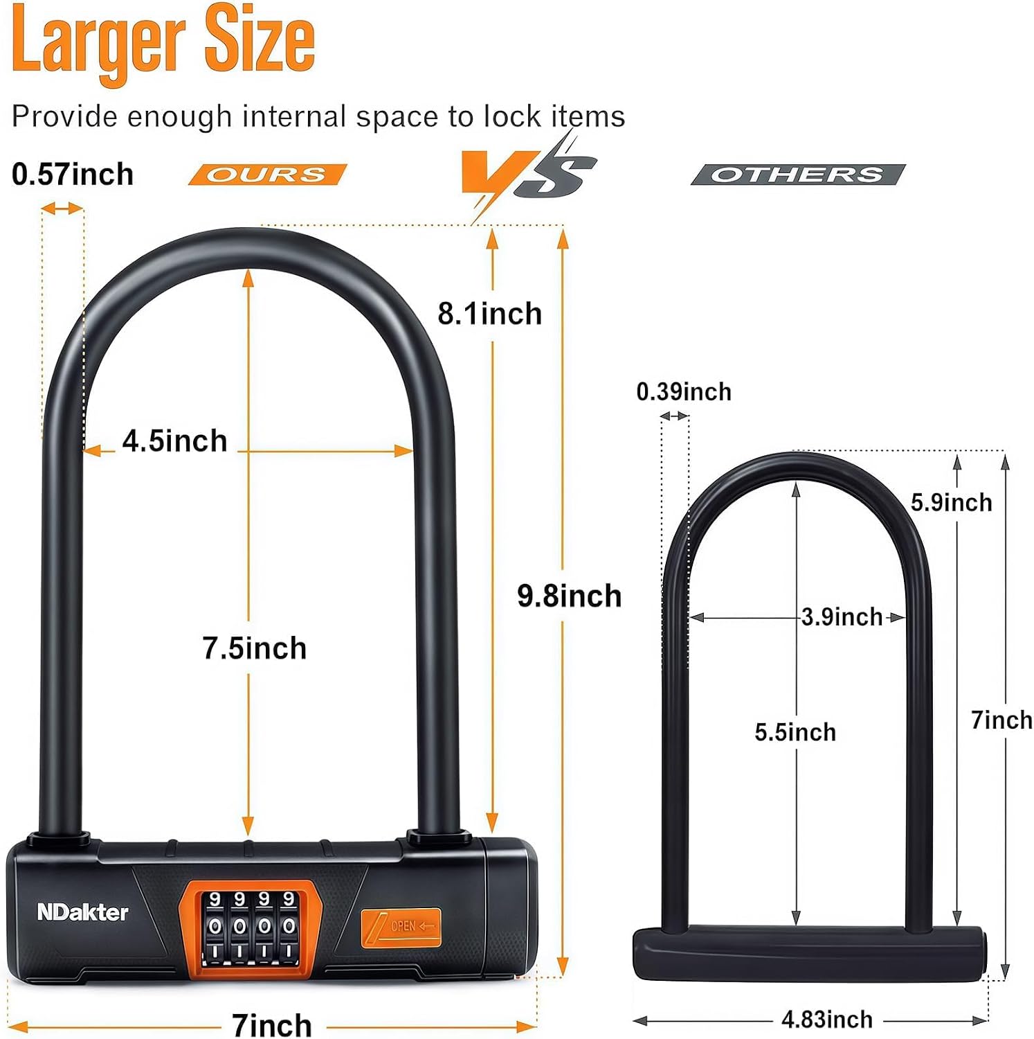 Thumbnail 2 de NDakter Bike Lock: Keyless Heavy-Duty 4-Digit D Lock for Bikes, E-Bikes and Scooters