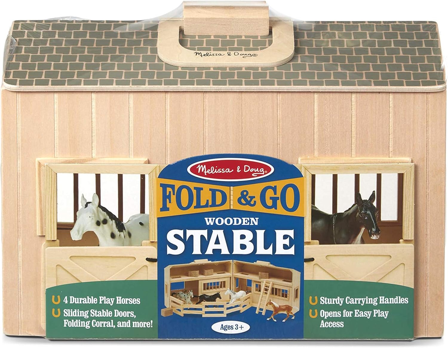 Detalle de Melissa & Doug Wooden Horse Stable Playset 11-Piece