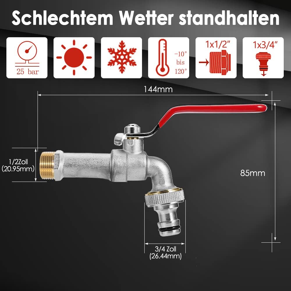 Thumbnail 3 de SPGOOD Garten Wasserhahn 1/2 Zoll Messing