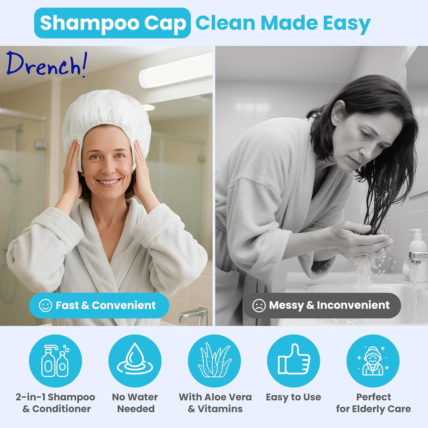 Detalle 2 de Drench! No Rinse Shampoo Cap 12-pack