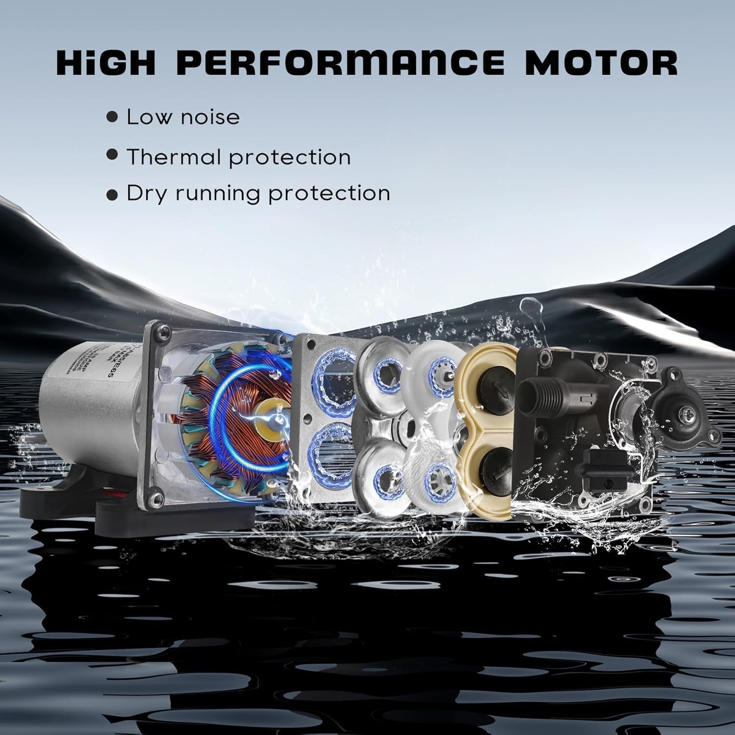 Thumbnail 1 de chddorn 12V RV Water Pump 4008-101-A65/E65 (3.0 GPM, 55 PSI) with Self-Priming, Quiet Diaphragm Design