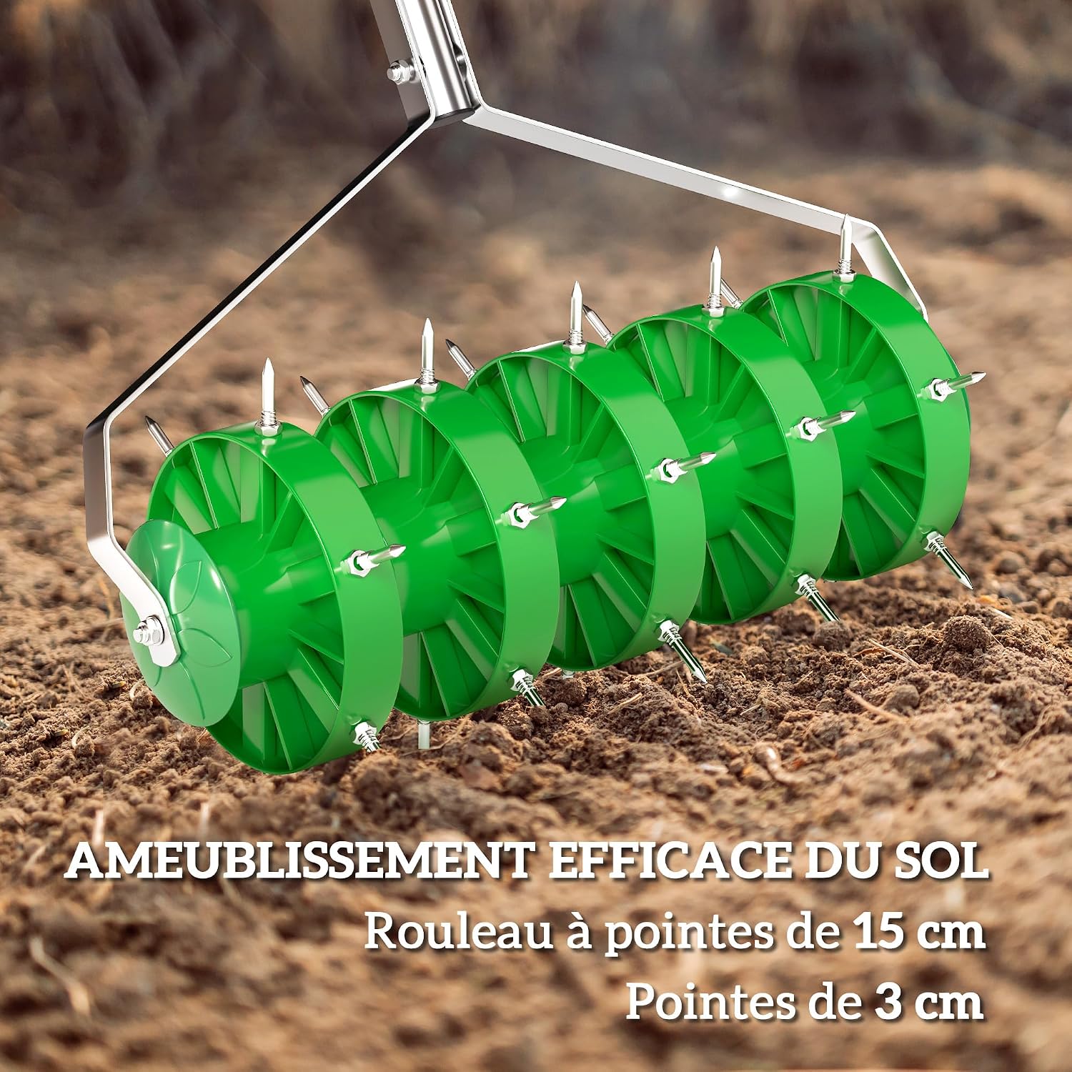 Thumbnail 3 de Outsunny 84H-365V00DG handmatige gazonbeluchter, 30 spikes, 140 cm