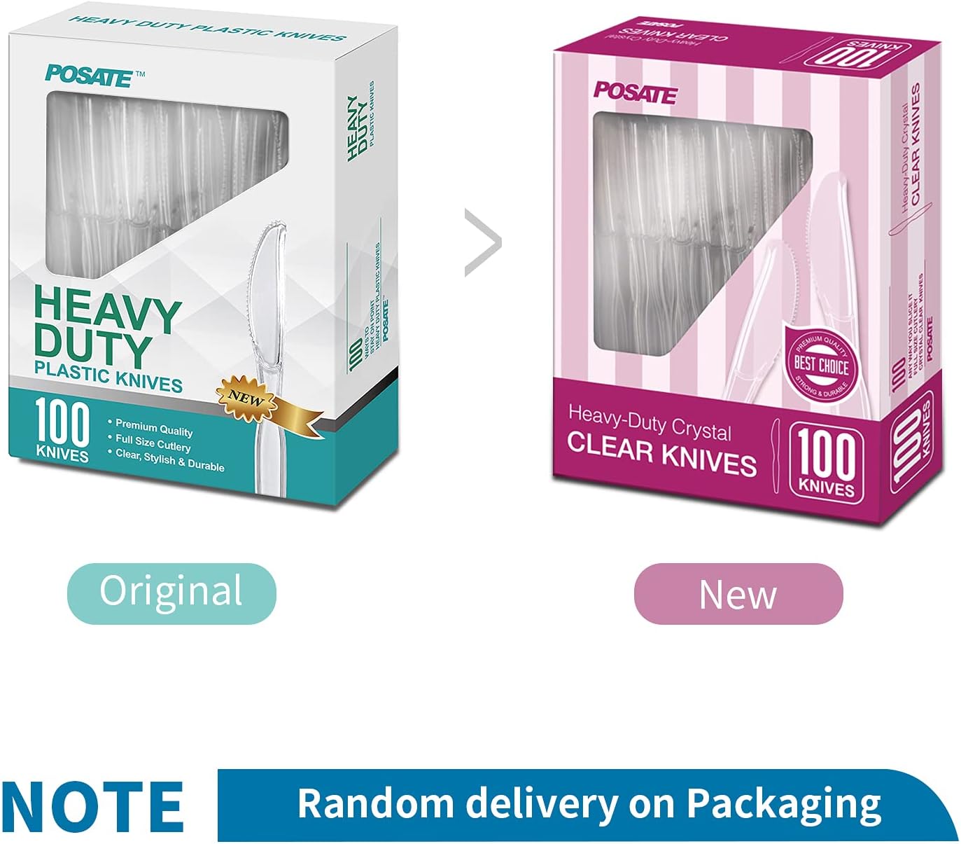 Thumbnail 6 de POSATE Clear Knives, Heavy-Duty Crystal (100 Knives) – Heavyweight Disposable Knives for Meats