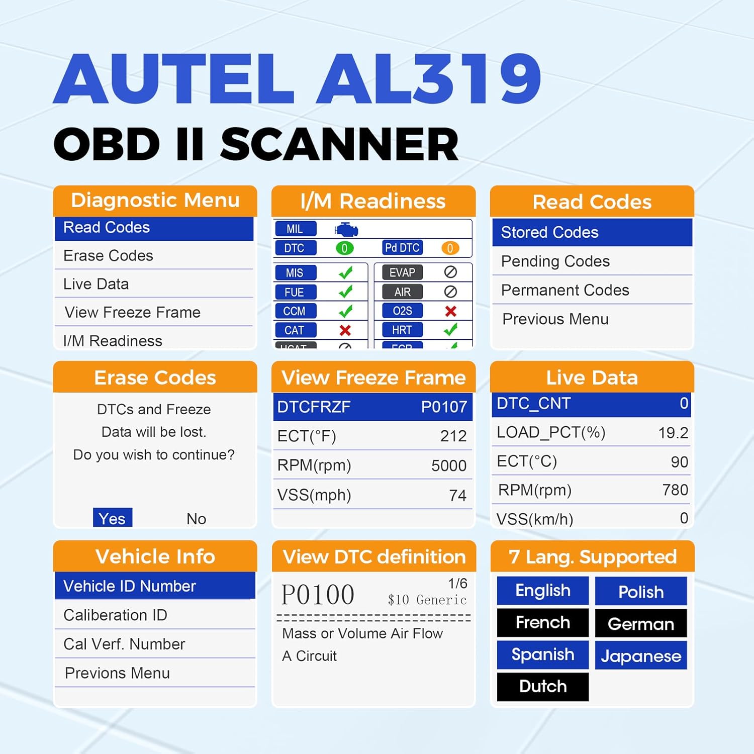 Detalle 2 de Autel OBD2 Scanner AL319