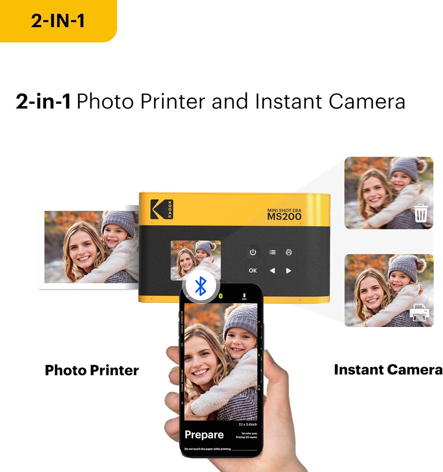 Thumbnail 4 de KODAK Mini Shot 2 Era 2x3” Instant Digital Camera & Photo Printer (Yellow)