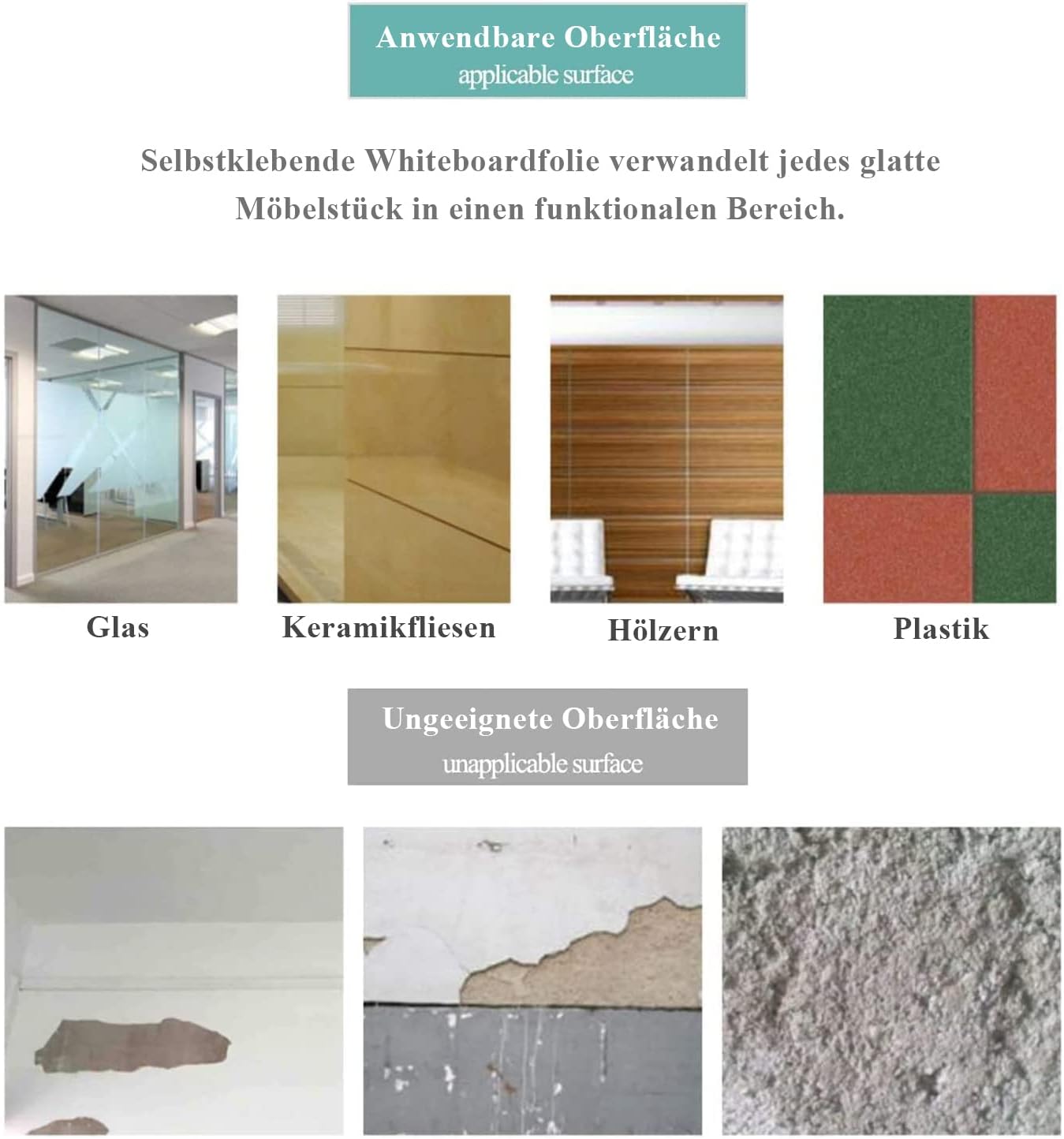 Thumbnail 6 de Warasee Magnetfolie Tafelfolie selbstklebend 60 × 100 cm in Schwarz – beschriftbar & abwischbar