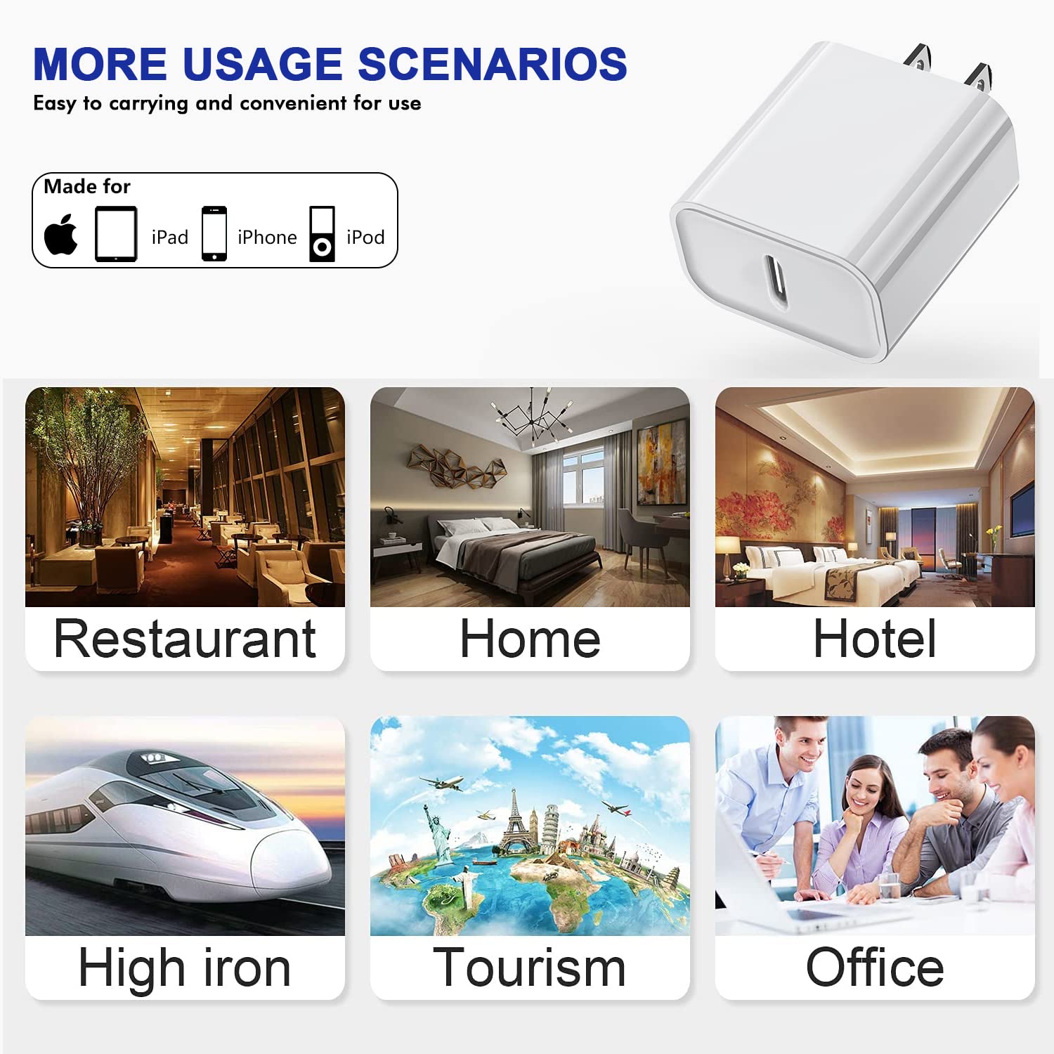 Thumbnail 6 de 3Pack 20W USB-C Charge Block (PD 3.0) for iPhone & iPad — Fast Wall Charger, Quick Fast Charging Plug