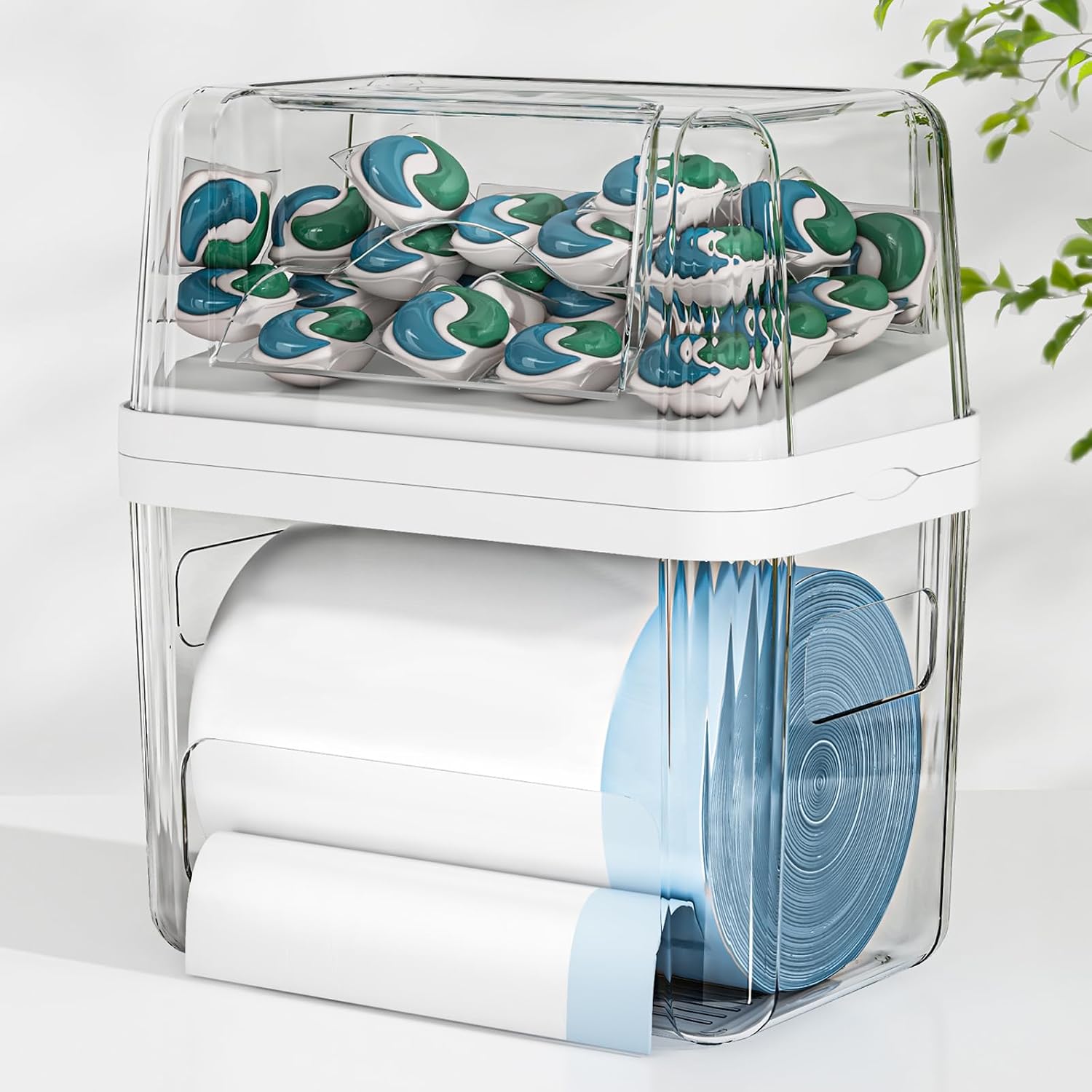 Detalle de 2-in-1 Trash Bag Holder, Laundry & Dishwasher Pods Container – Under Sink Organizer