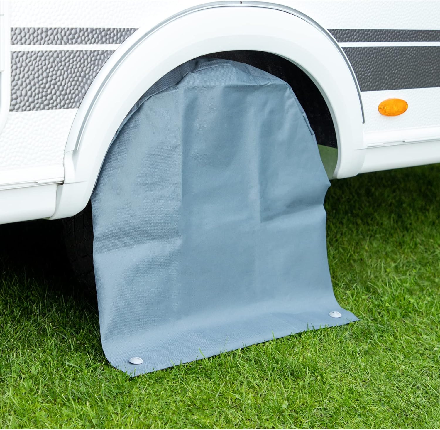 Detalle de Cartrend 10685 Caravan Radschutzhülle XL – wasserdichte Radabdeckung für 15–17 Zoll Reifen (Grau)