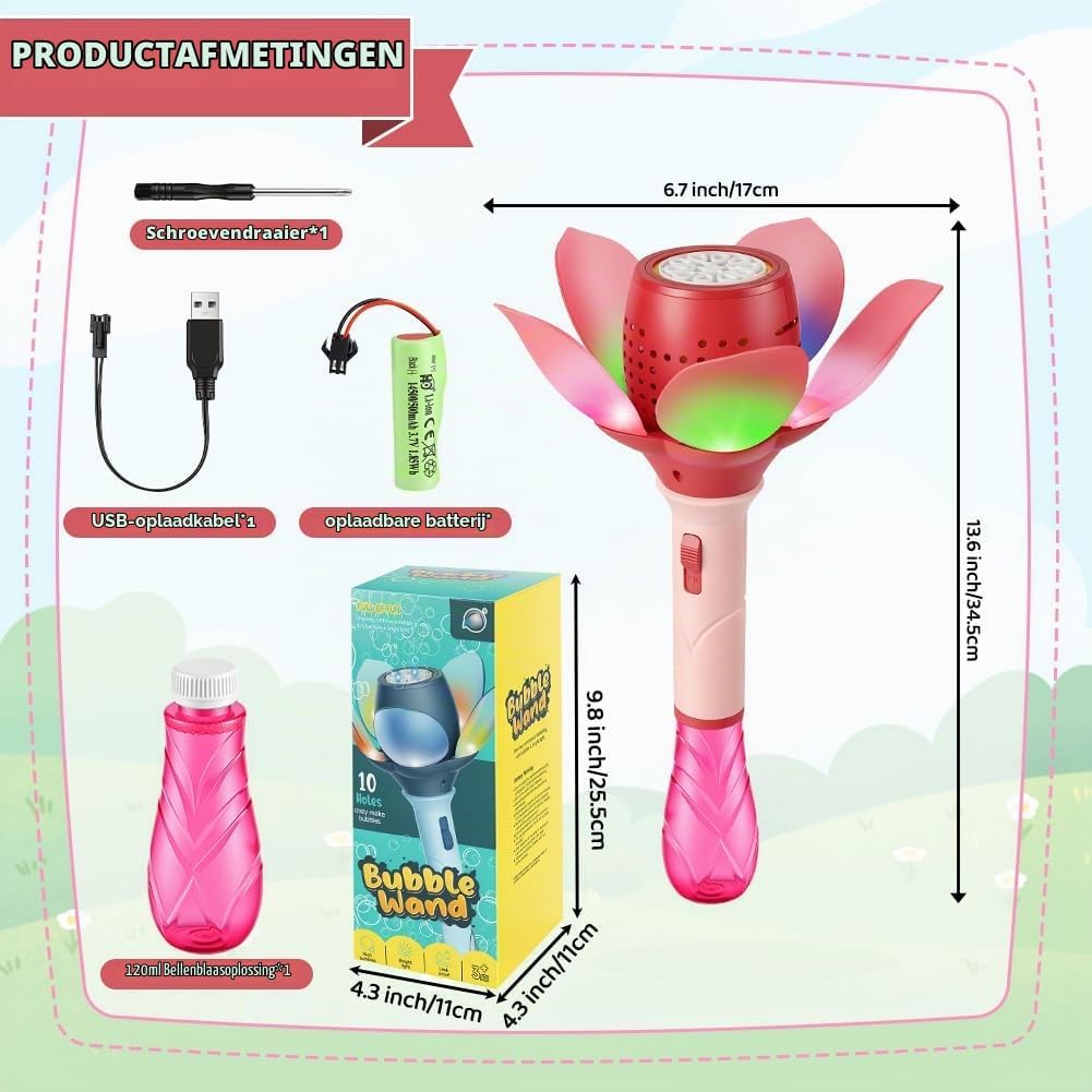 Thumbnail 1 de AUAUY Lotus bellenblaasmachine met led, 120 ml en 10.000+ bubbels/min