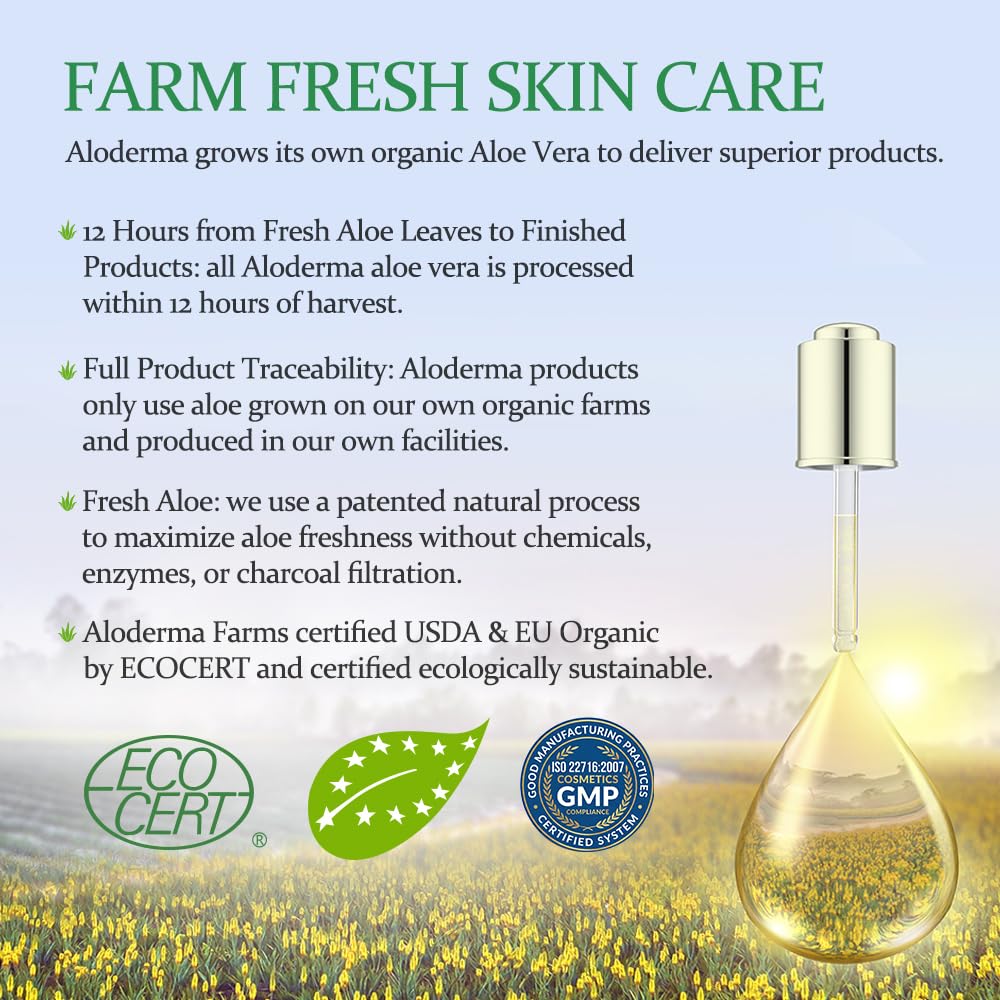Thumbnail 4 de Aloderma Aloe Vera Gel — 99% Organic, Made Within 12 Hours of Harvest, 10.6oz Pump Bottle