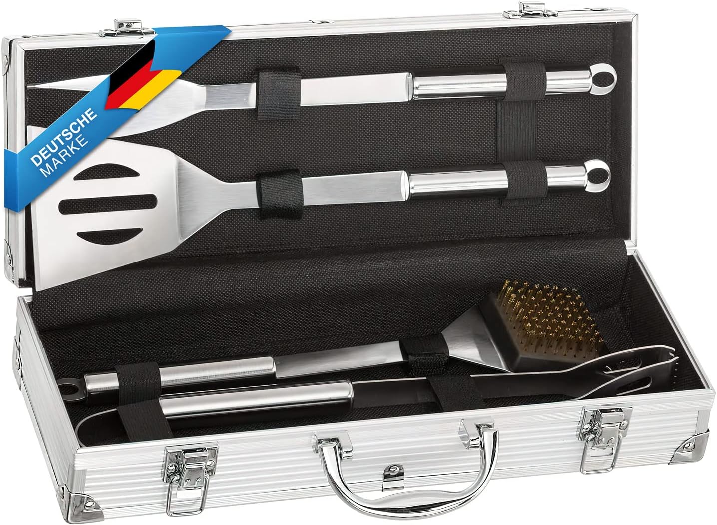 Thumbnail 1 de GOODS+GADGETS® barbecuegerei van roestvrij staal met aluminium koffer, 5-delig