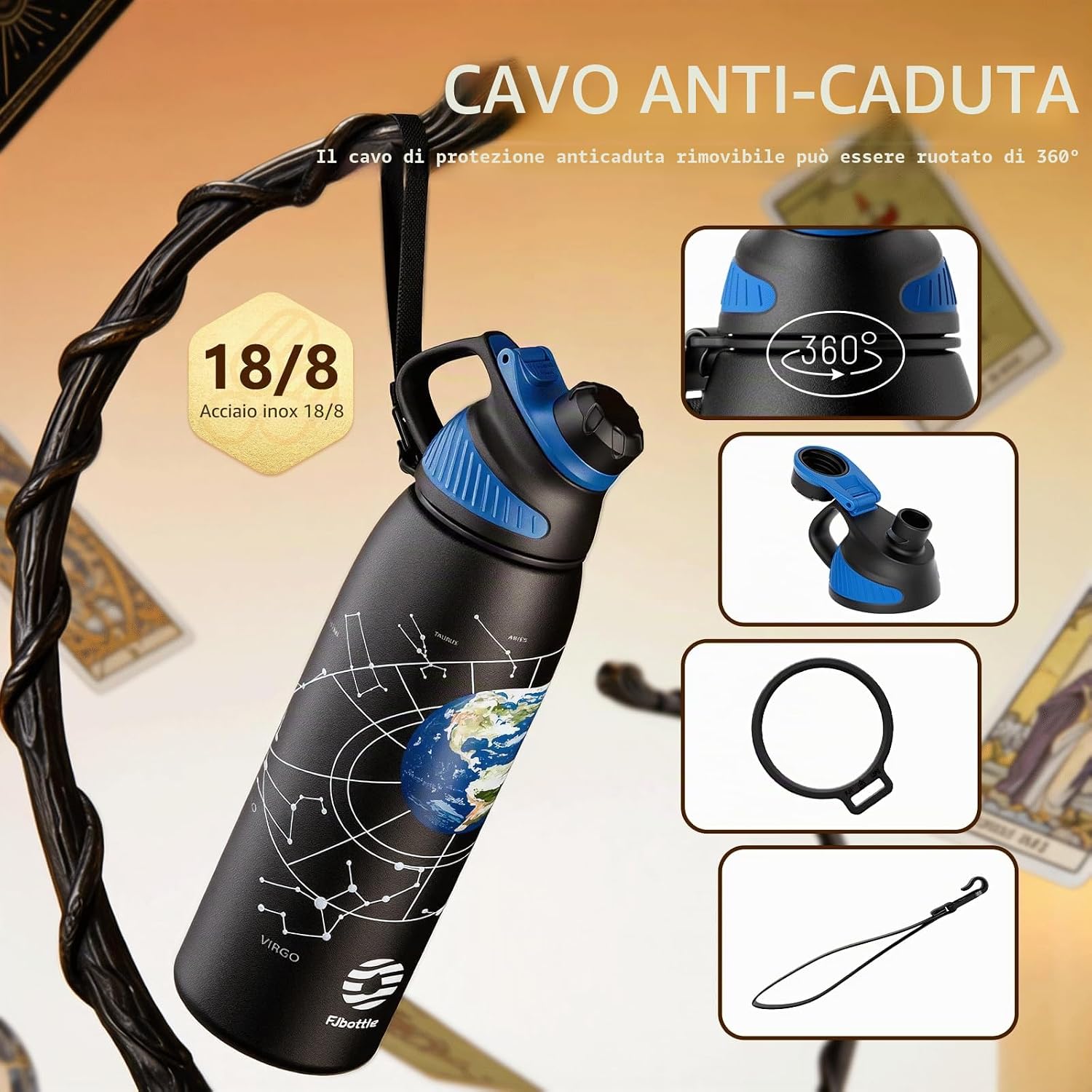 Detalle de Fjbottle Borraccia Termica 1 L con Tappo Magnetico in Acciaio Inox 18/8 – Senza BPA