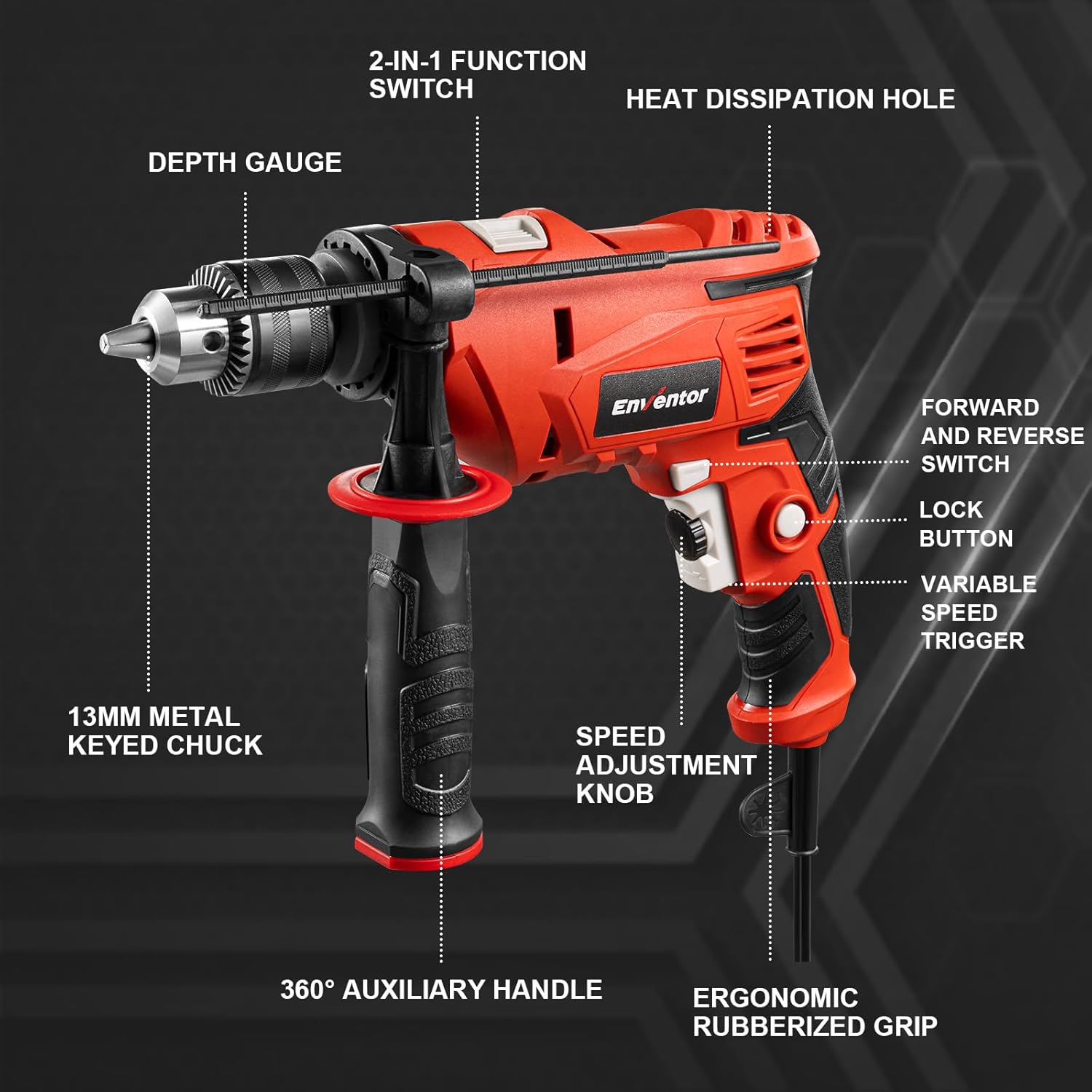 Detalle 2 de Enventor Hammer Drill 900W 13mm Chuck