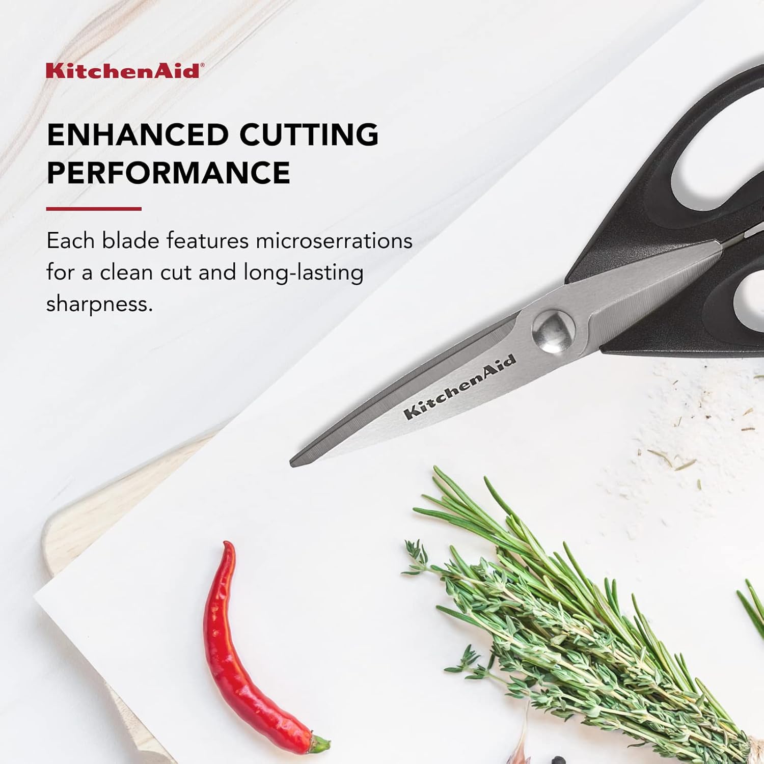 Thumbnail 3 de KitchenAid All Purpose Kitchen Shears with Protective Sheath (Dishwasher Safe) — Durable Stainless Steel, Soft-Grip Handle, Black