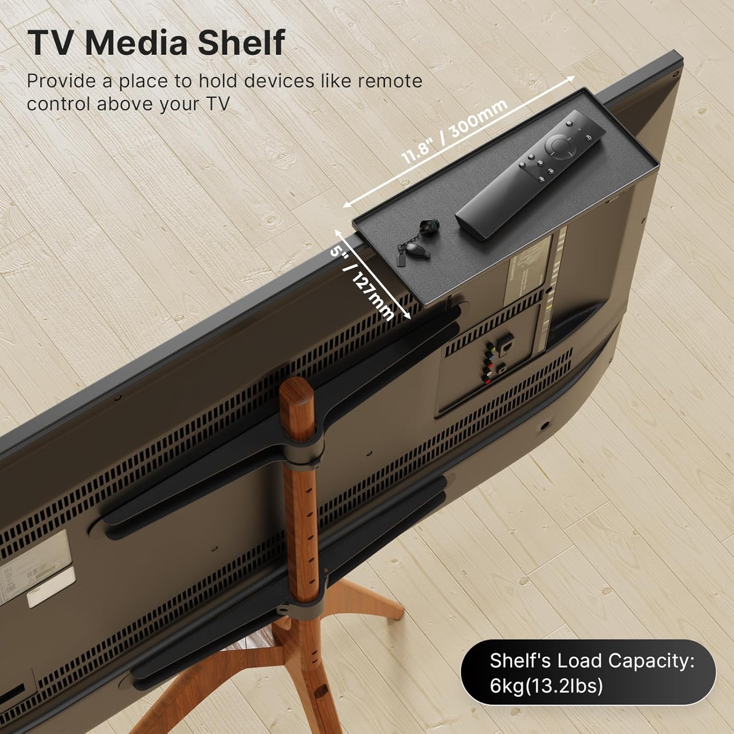 Thumbnail 4 de PUTORSEN Premium Wood Easel TV Stand (Walnut) for 45–65 Inch TVs, Adjustable Swivel Tripod with Hidden Cable Management